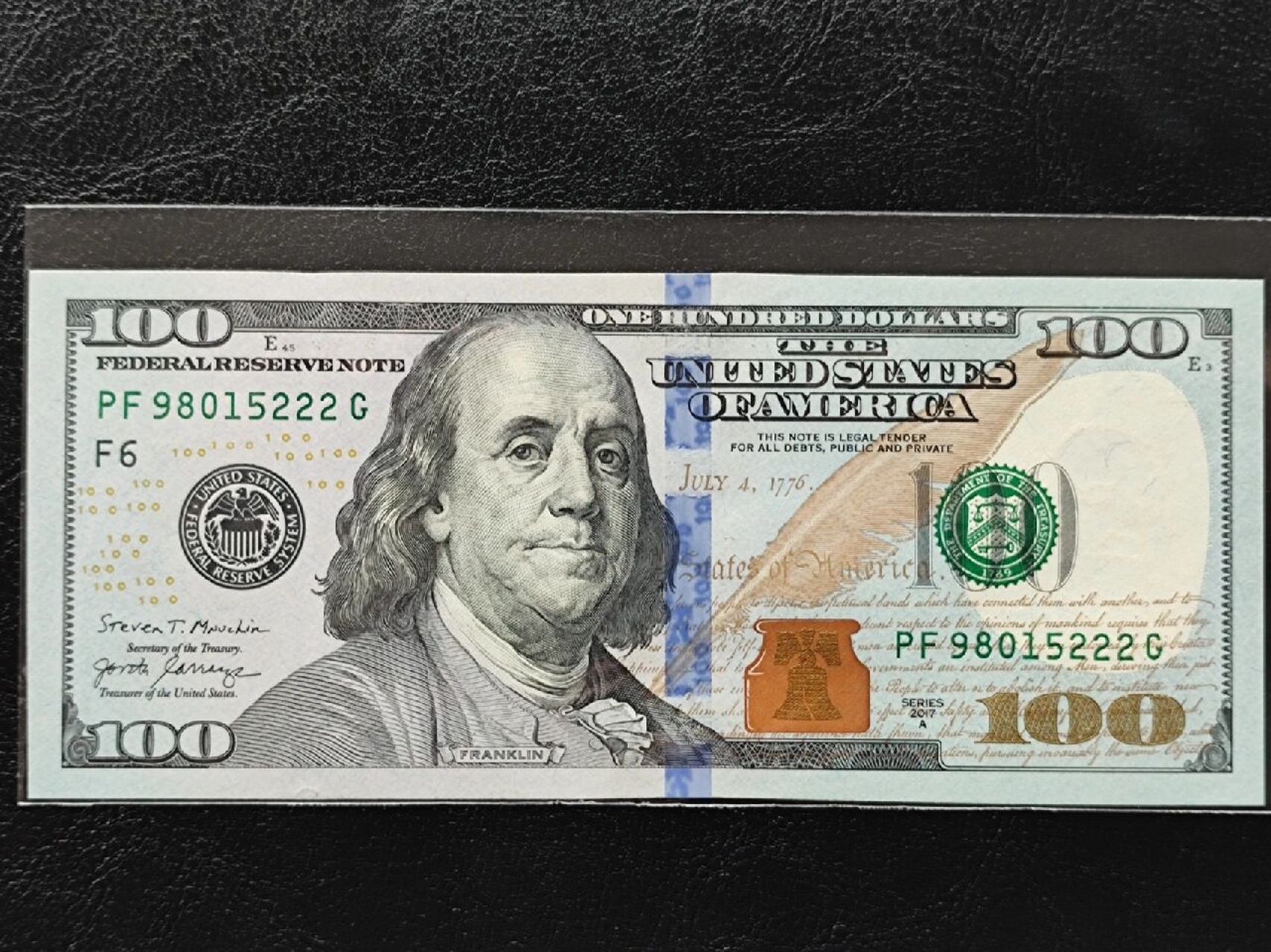 美国100美金纸币 100美元钞票(1988,1996)正面不是总统,而是著名科学