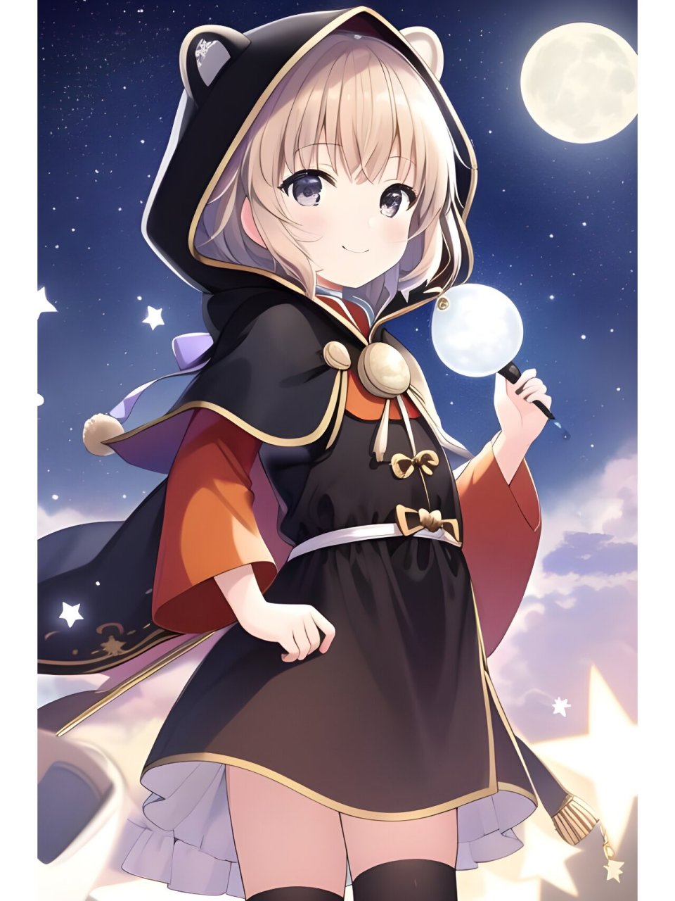 可爱戴兜帽的小萝莉女孩,动漫二次元绘画 #西安随手拍#0202#二