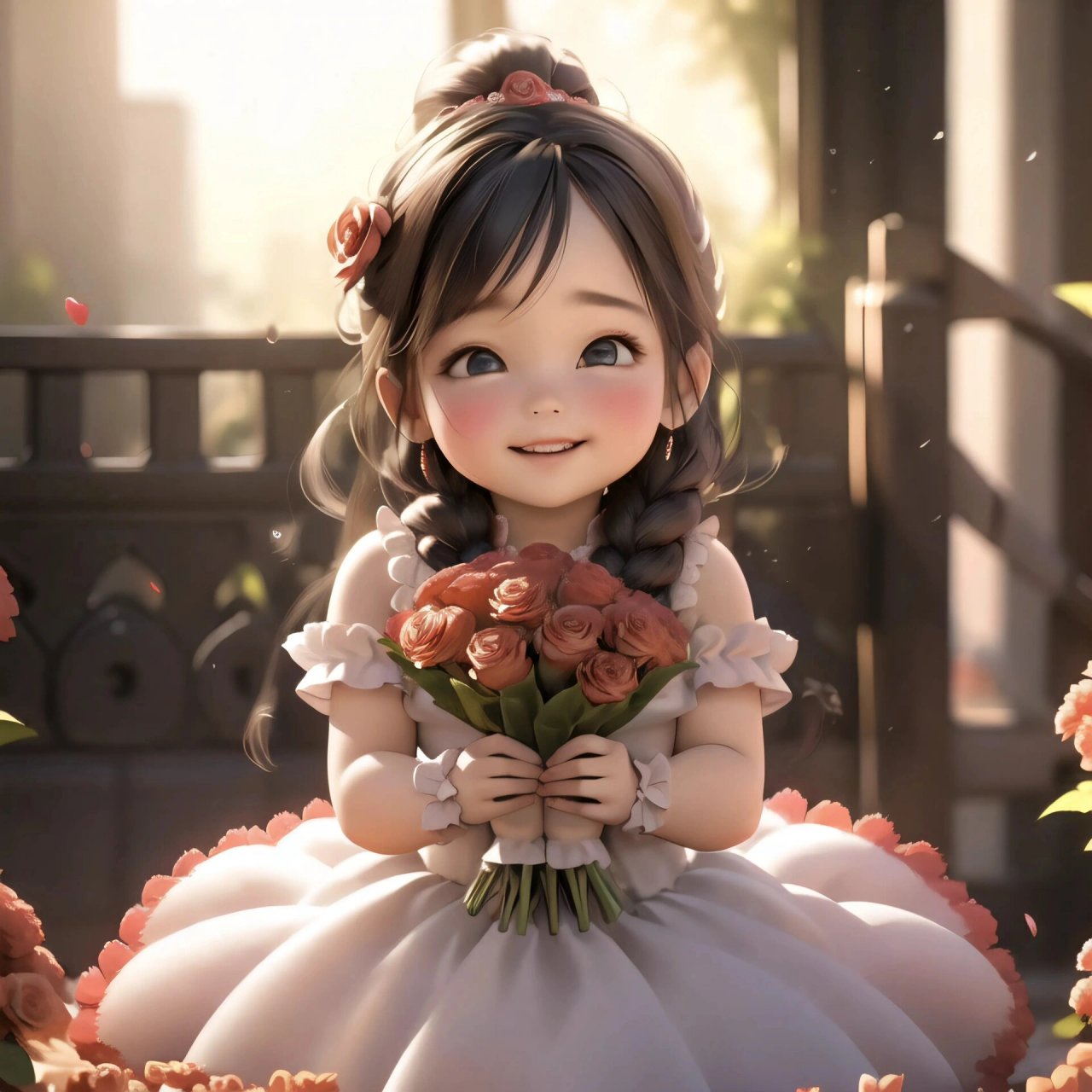 治愈系小女孩09|卡哇伊捧花小女孩头像 送你花花98