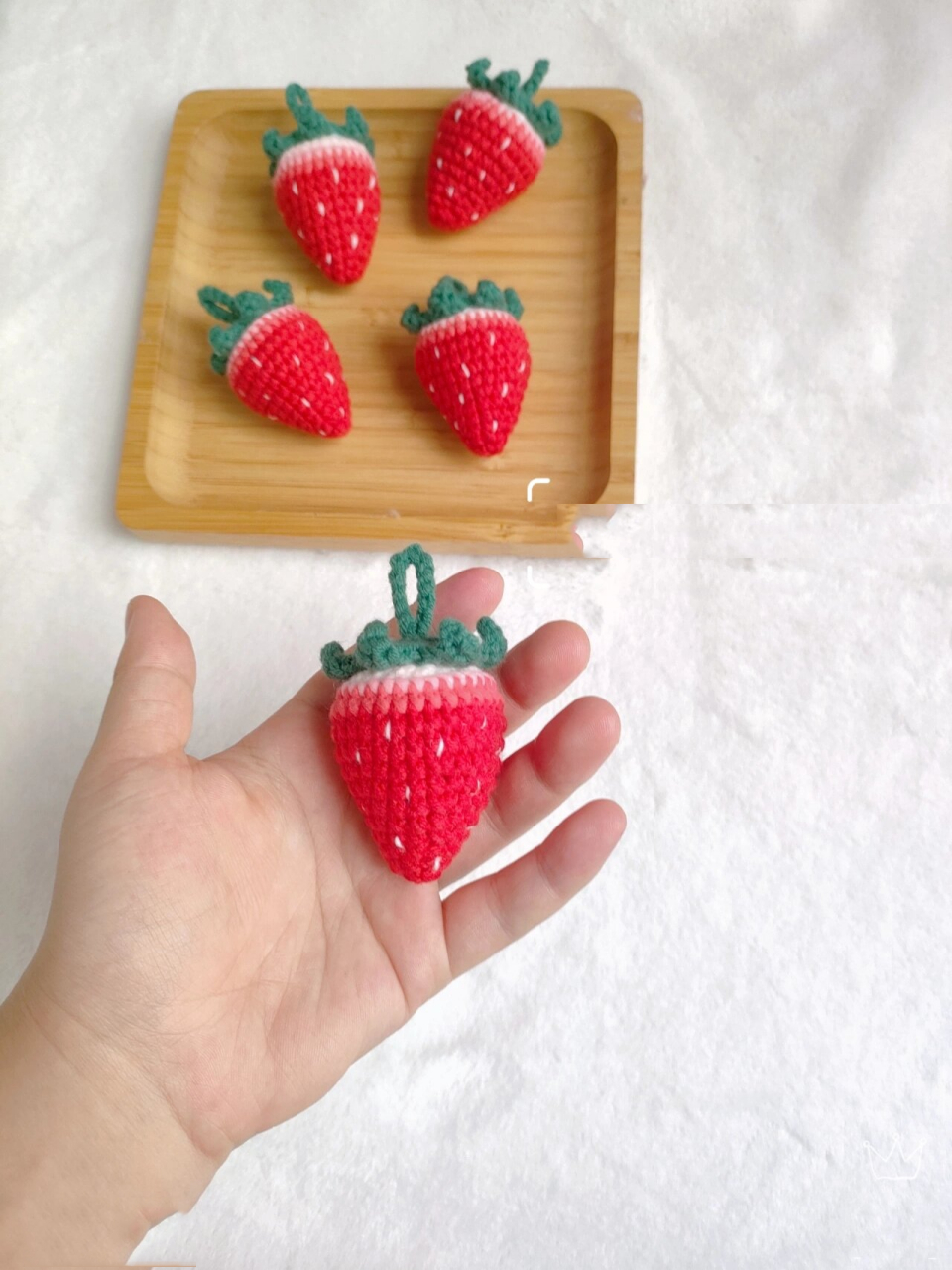 渐变色草莓钩织挂件🍓(附图解) 雪妃尔5股,2.