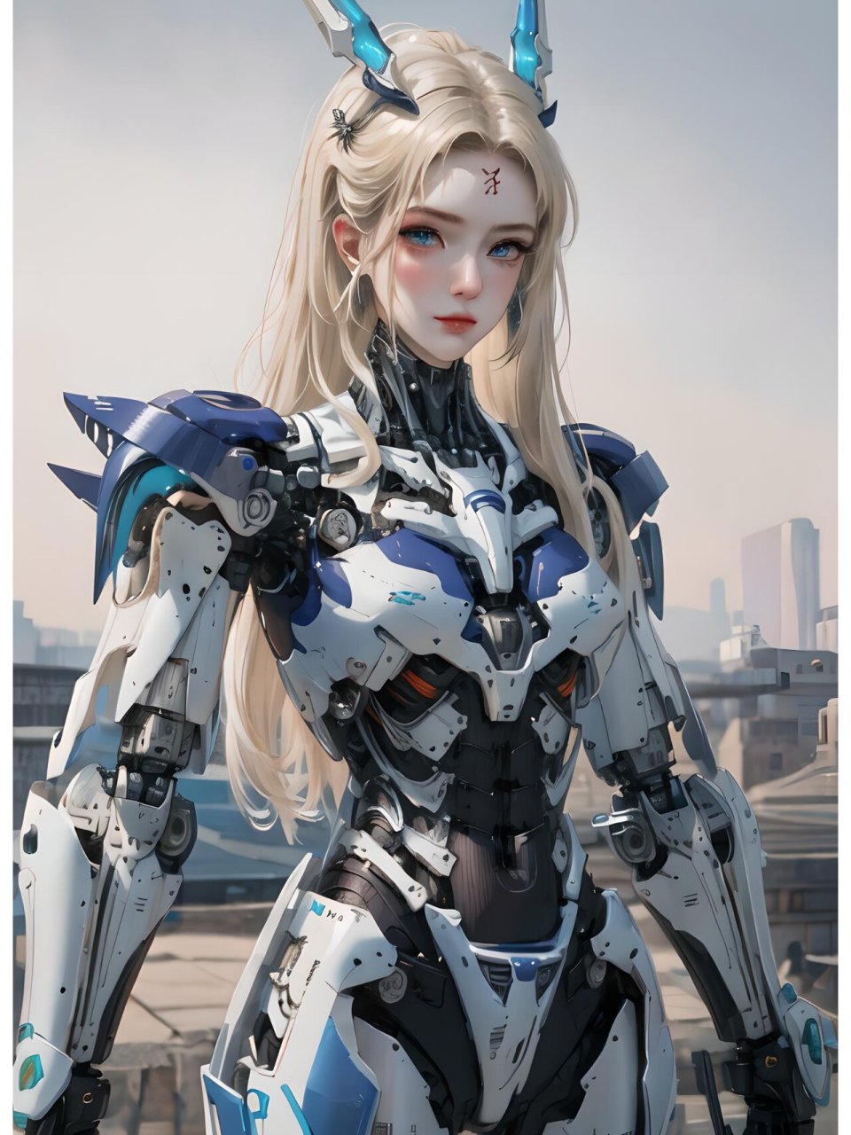 动漫壁纸--国漫机甲风金发美女 她是金属与优雅的结合,是力量与美丽的