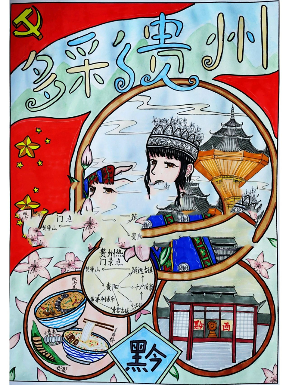 多彩贵州家乡主题画