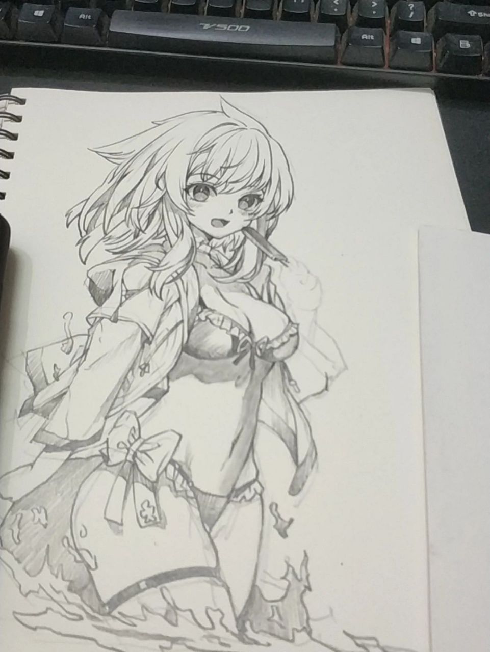 泳装动漫美女绘画全过程 1.每次画画都要画草图 2.