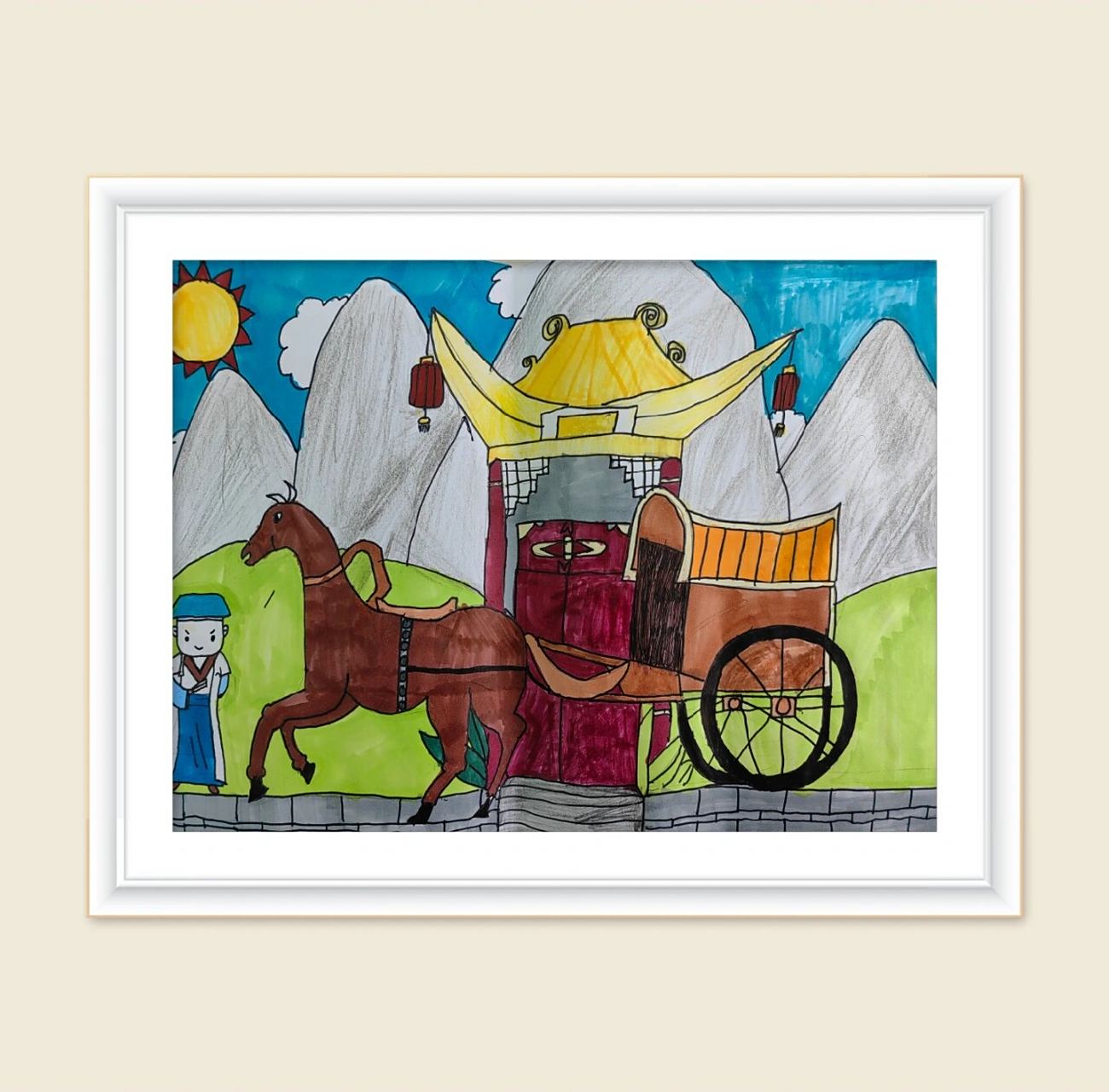 三年级美术下册《古代的交通工具》学生绘画作品