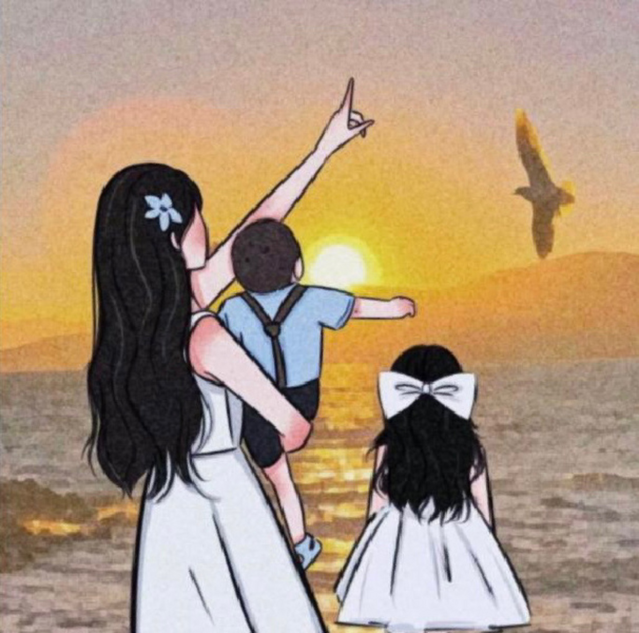 高级感拉满的宝妈带娃头像7815太有爱了 一娃家庭二娃家庭都有哦