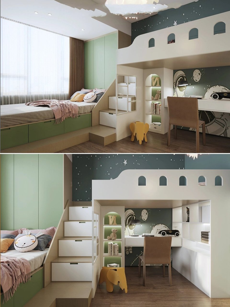 小空间的儿童双人房设计,布局功能都绝了!