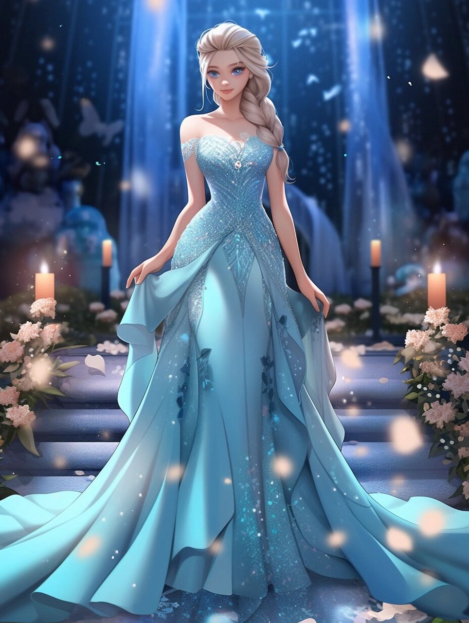 迪士尼公主系列7615蓝色系礼服艾莎公主的舞会 #迪士尼公主头像