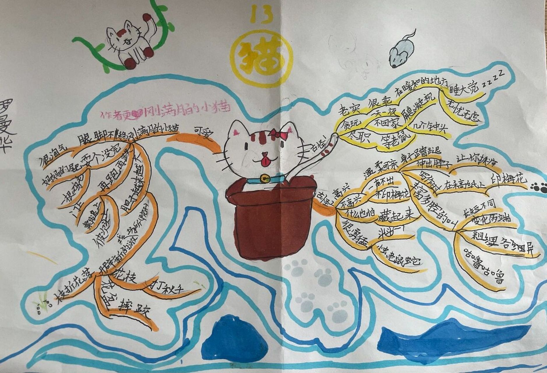 四年级下册老舍的《猫》思维导图来袭～喜欢吗
