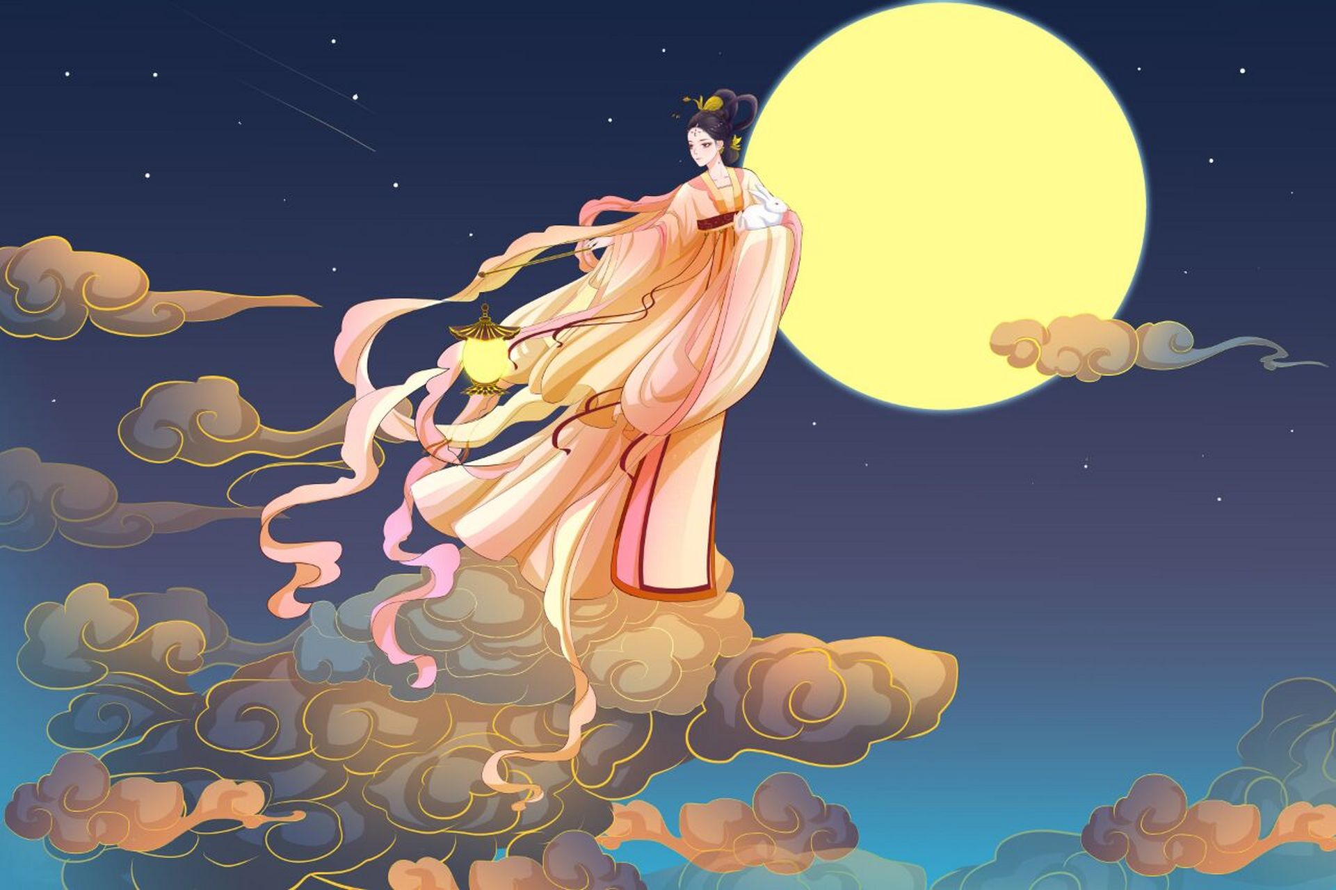 国风中秋节插画|嫦娥奔月素材分享 宝子们,还有几天中秋节就到了 有没