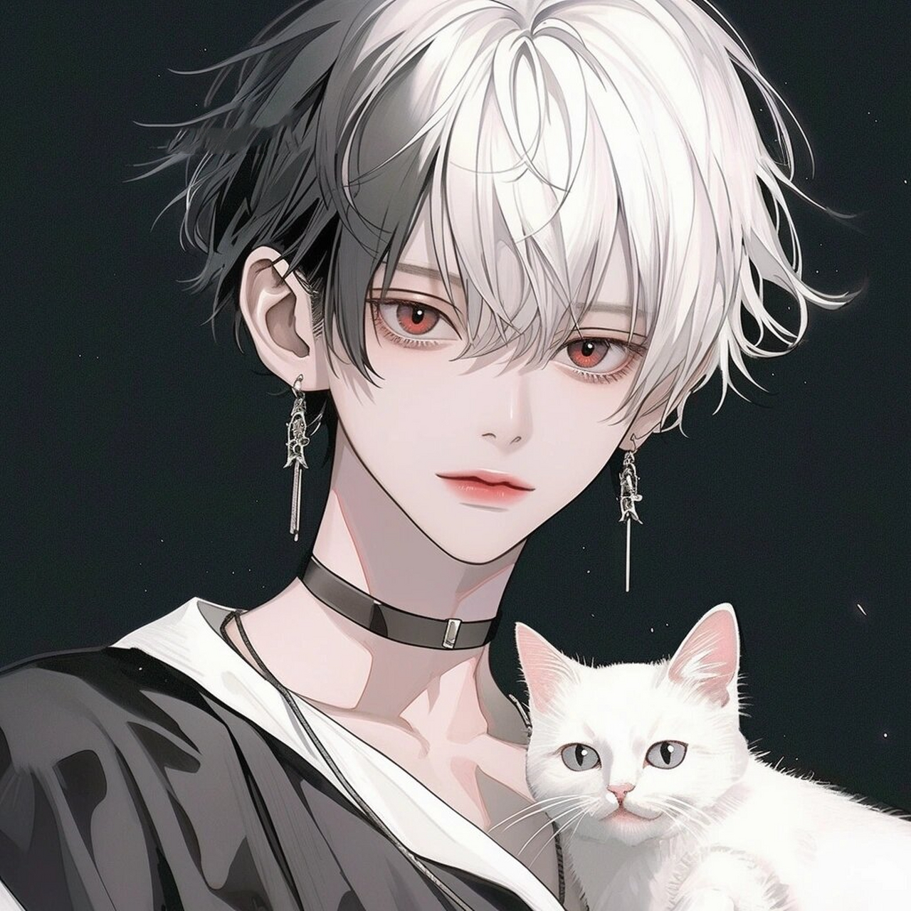 男生头像|少年与猫|抱猫少年*5