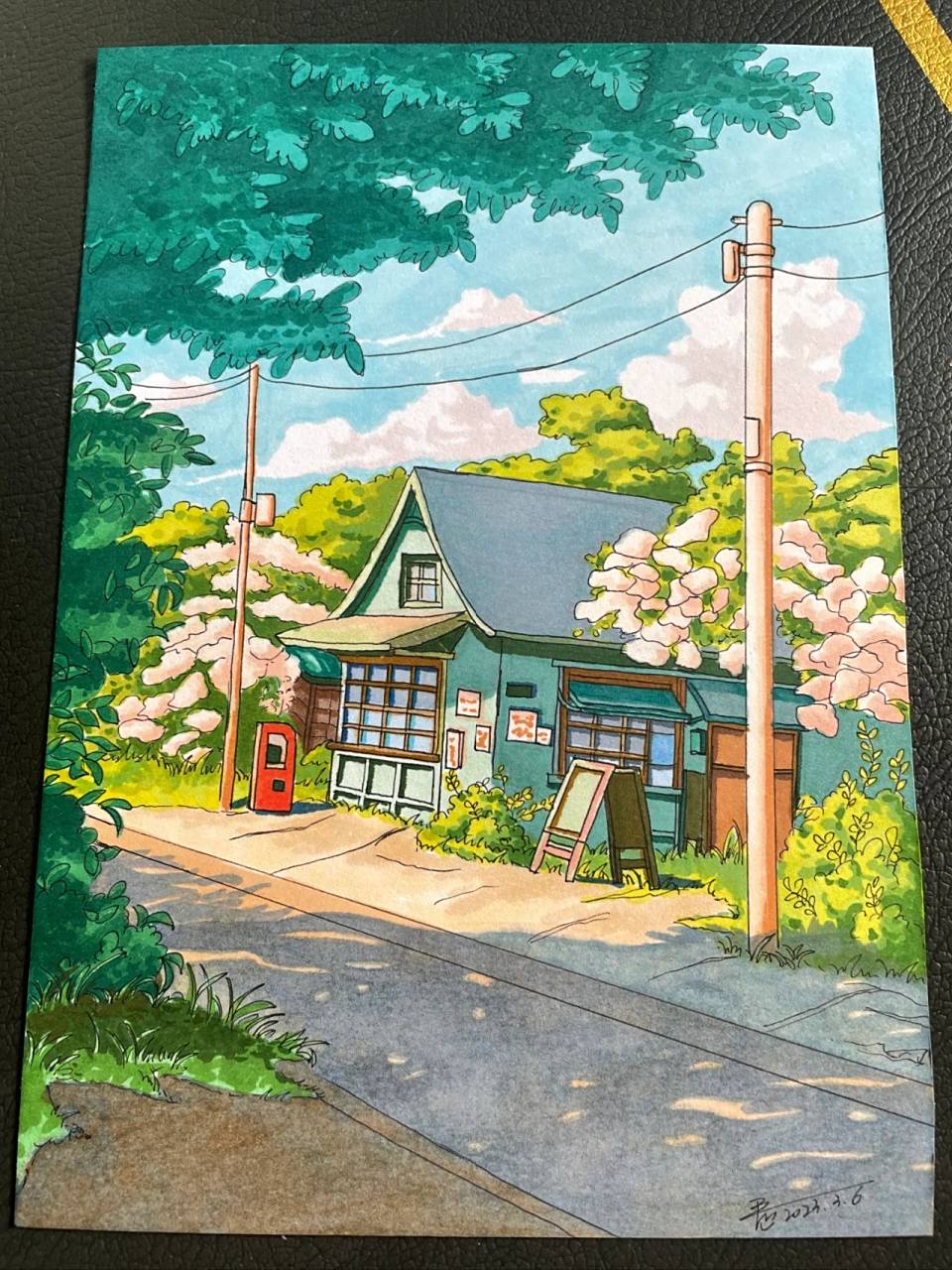 马克笔手绘～风景画 临摹,喜欢这种阳光正好的图,治愈心情.有点费时间