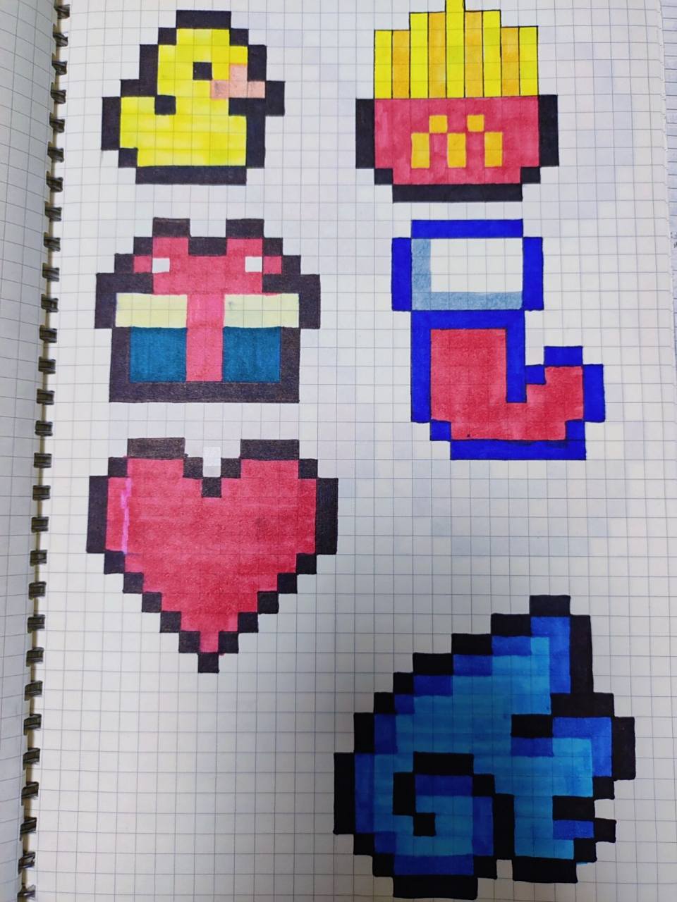 马赛克简笔画 真的是太喜欢用马赛克画法画出来的小玩意儿啦