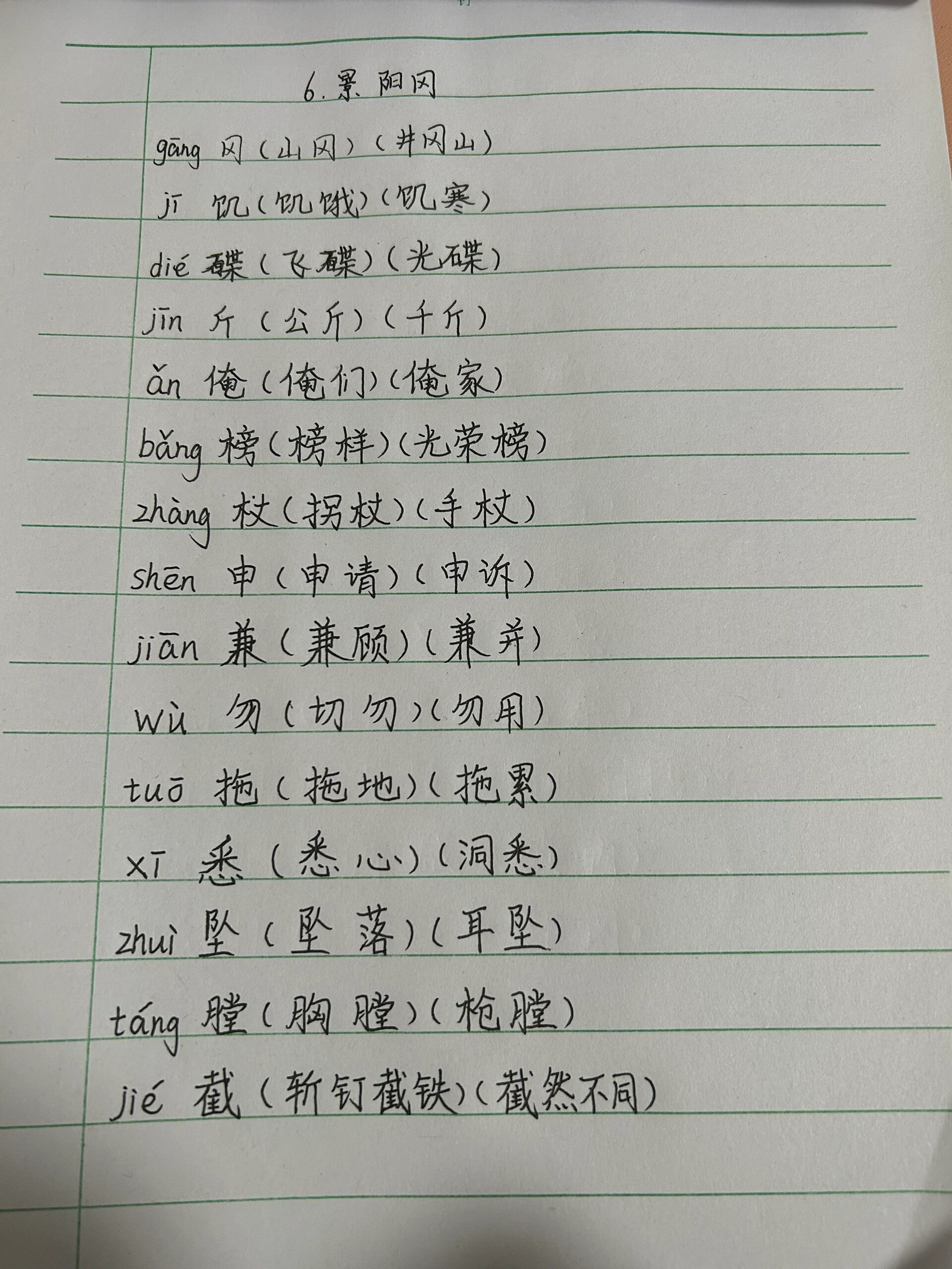 五下语文第六课景阳冈生字组词