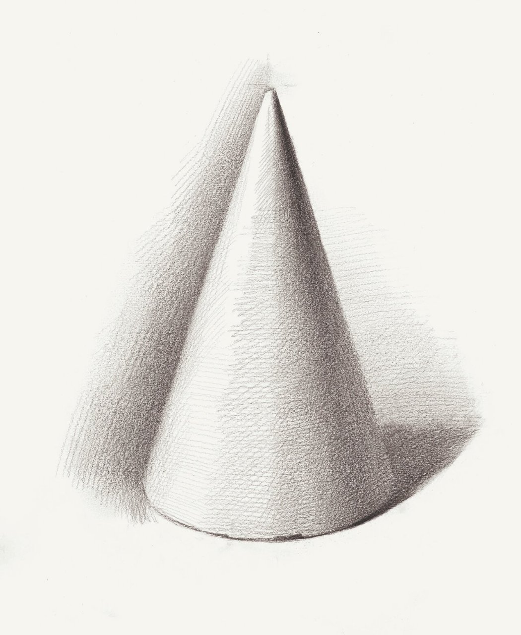 素描干货 | 几何体临摹素材·圆锥体① 画圆锥体时,要注意底面的透视