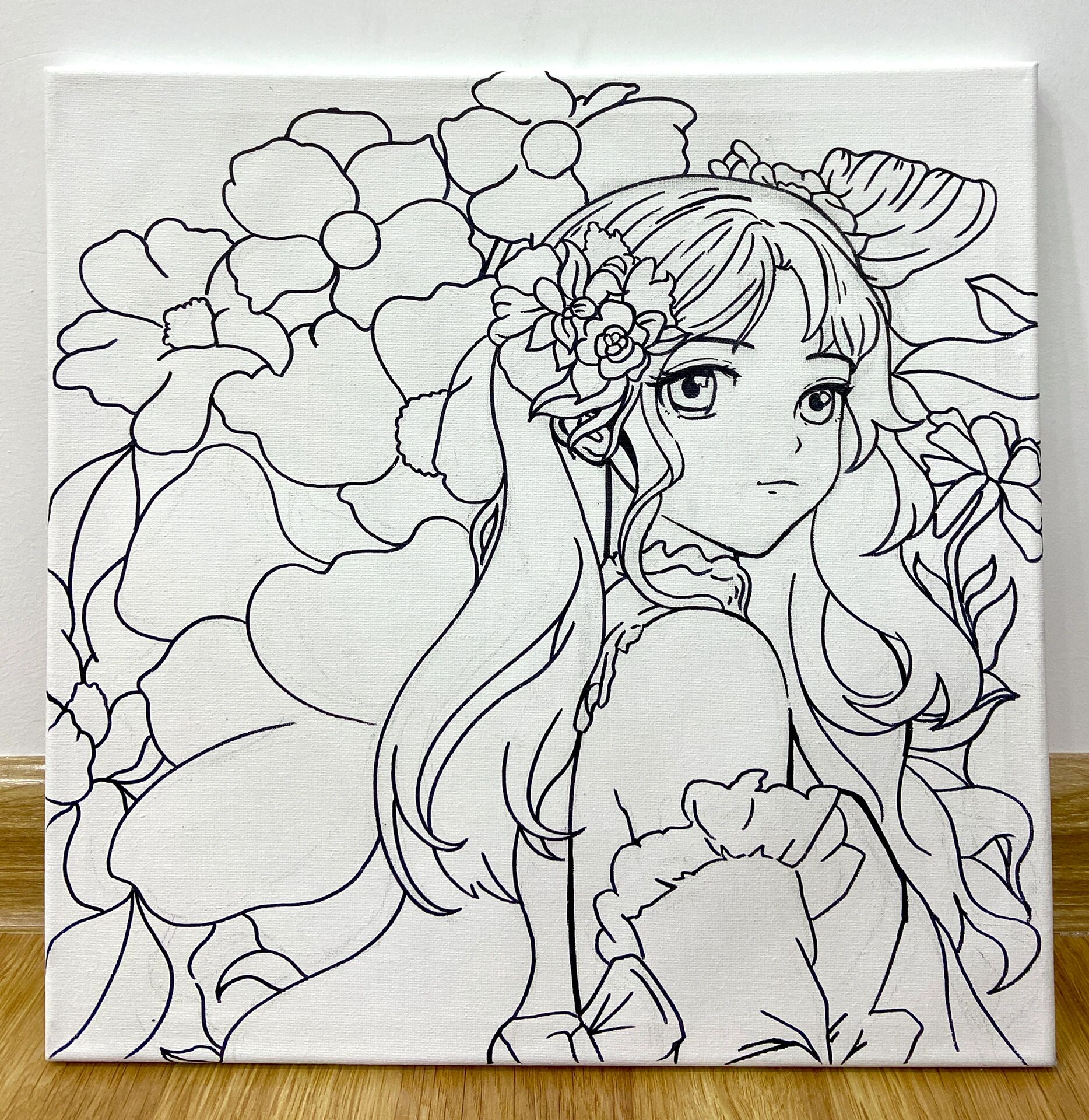 黑白线描——漫画少女