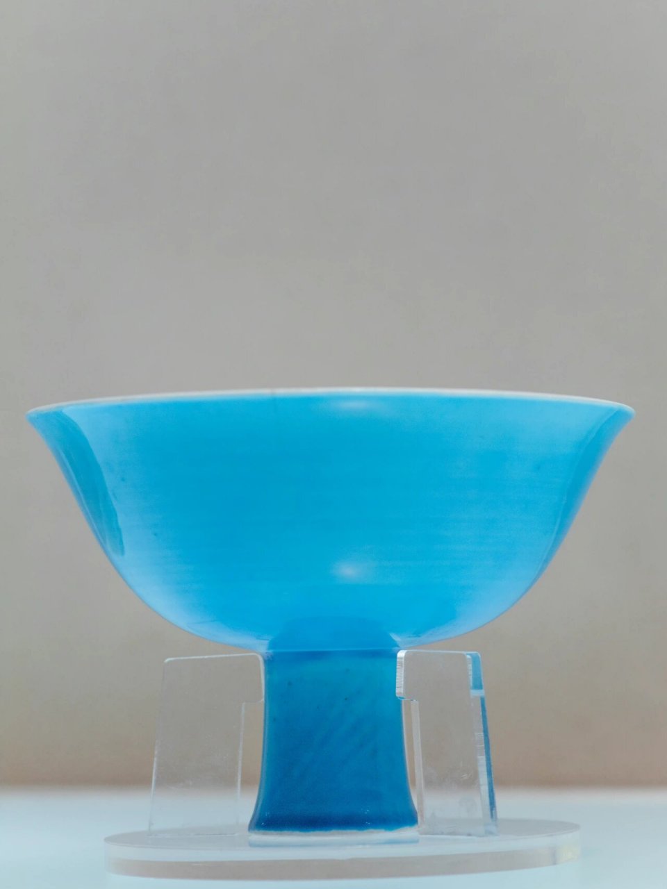 明代孔雀蓝釉高足碗 【国家博物馆藏·明代孔雀蓝釉高足碗】