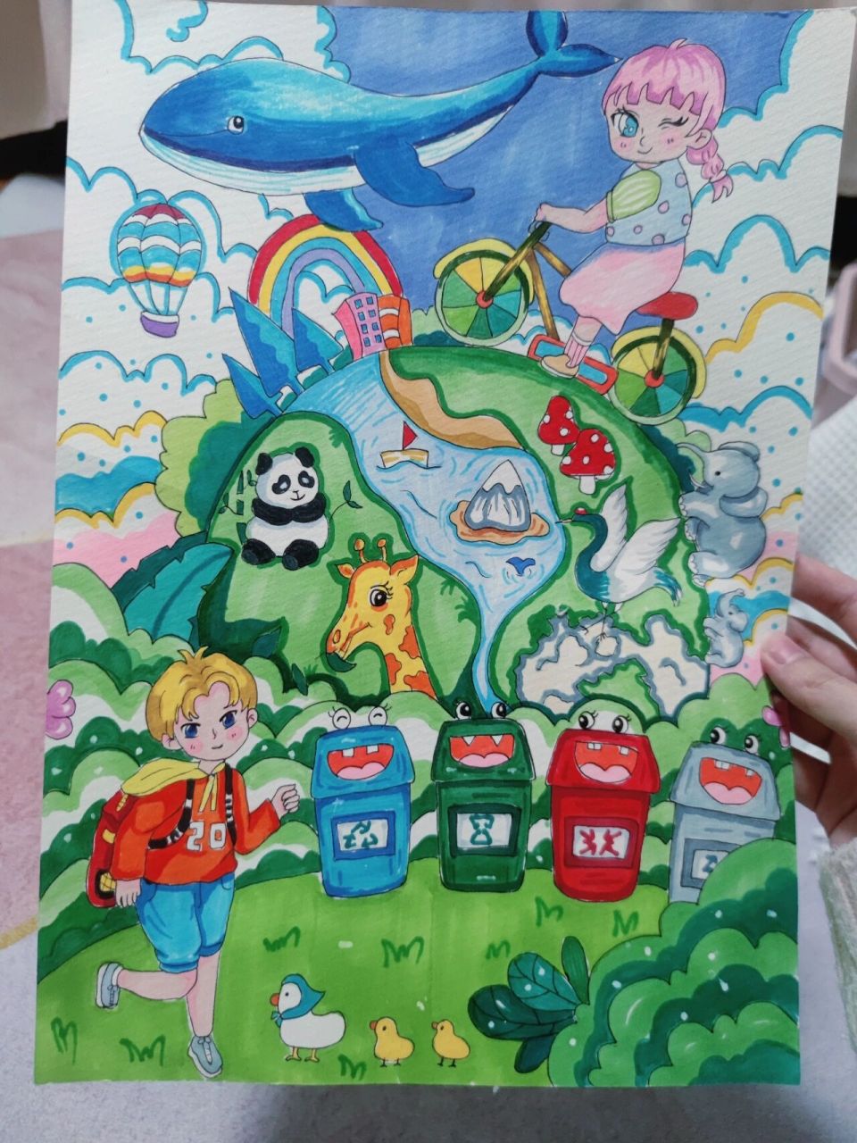 环保主题画‖绿色发展,绿色未来~低碳出行~ 绿色出行~低碳出行