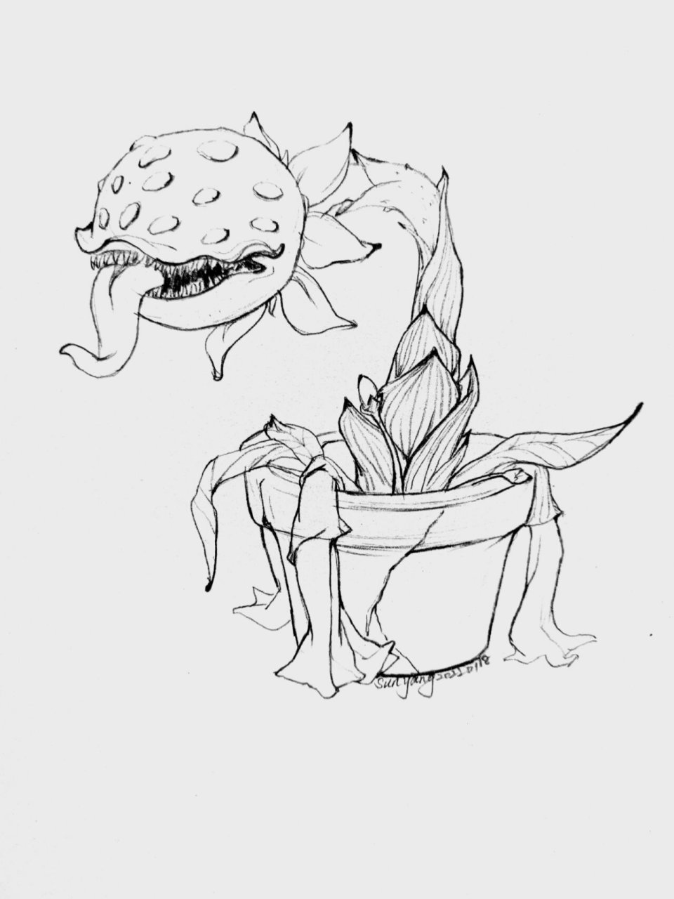 画个食人花 如果能把疫情吃掉,一切回归正常多好