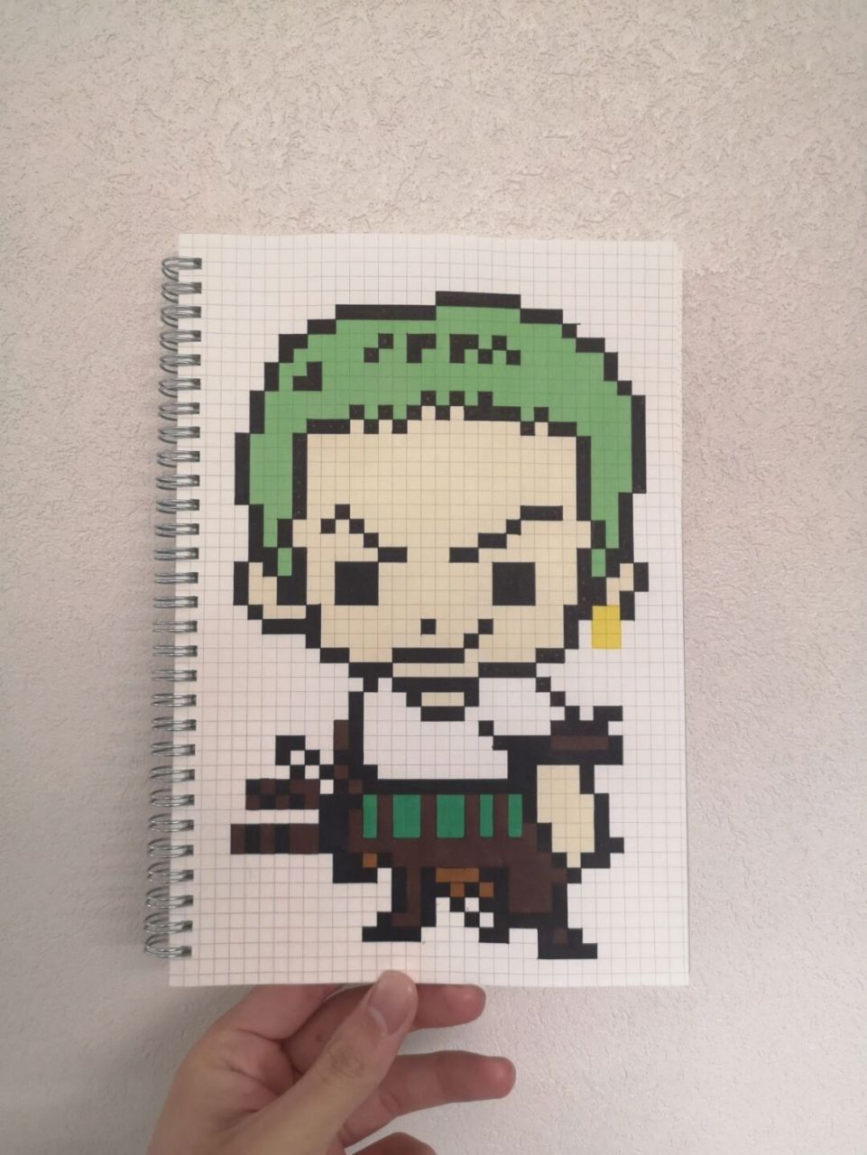 像素画:《海贼王》索隆 网格本:b5 图纸: #索隆# #像素画