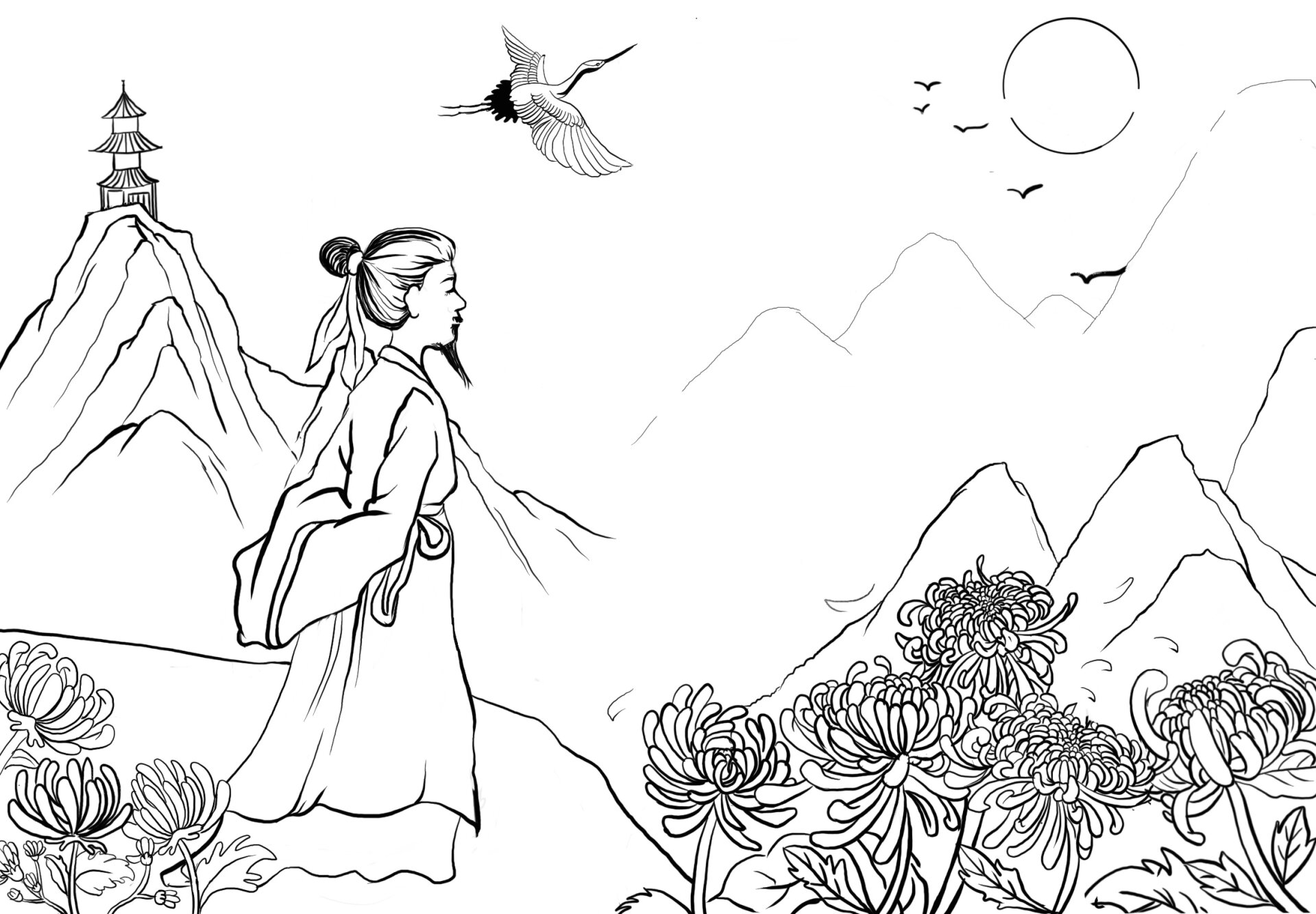 古诗配画,古诗手抄报,三年级古诗:九月九日忆山东兄弟,王维古诗