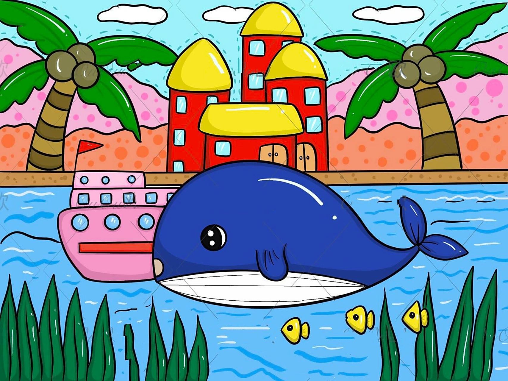 47/100 鲸鱼岛儿童创意画 适合6-9岁小朋友 喜欢9315点赞77收藏