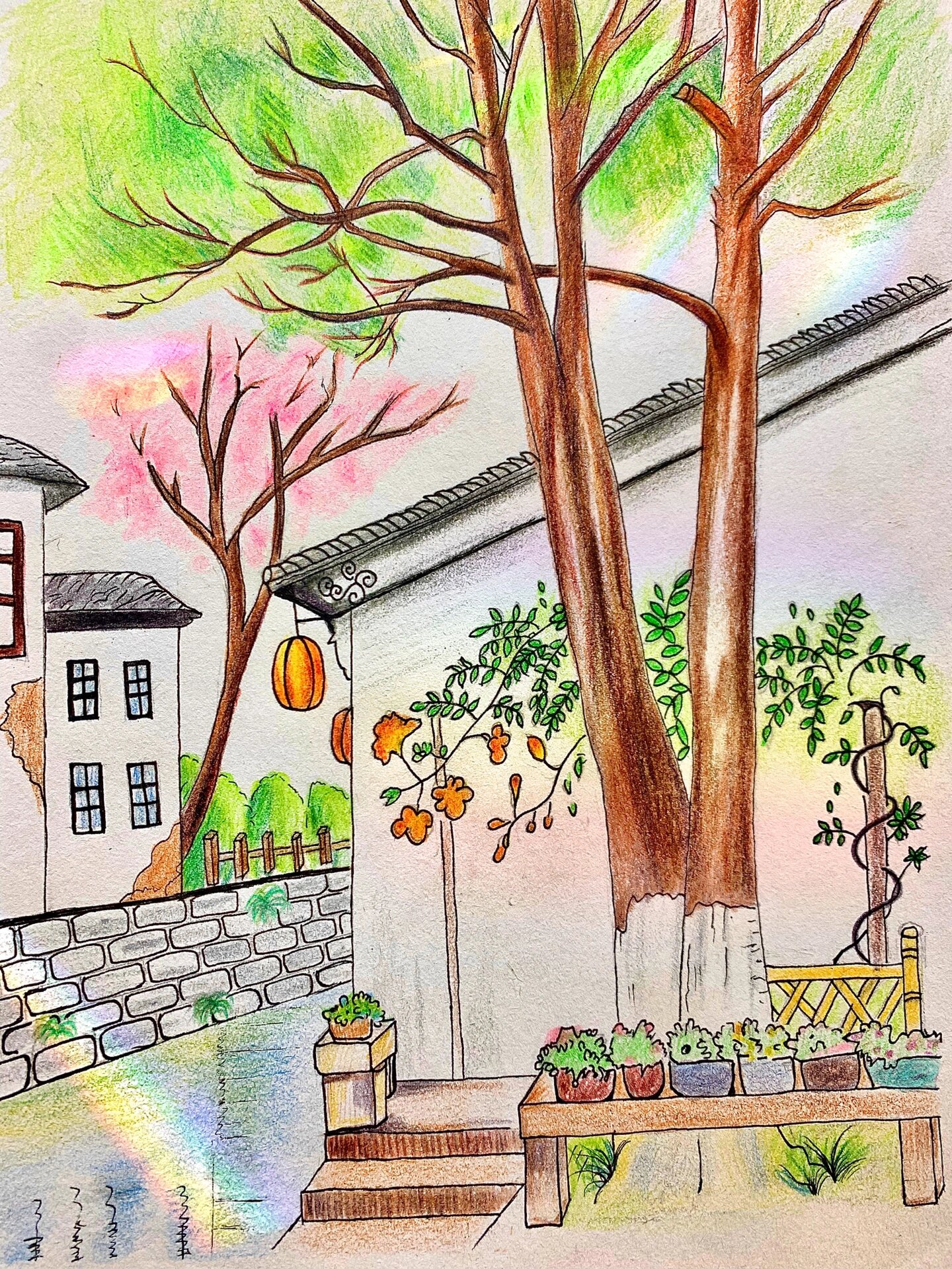彩铅画 梦中的江南小镇🏡