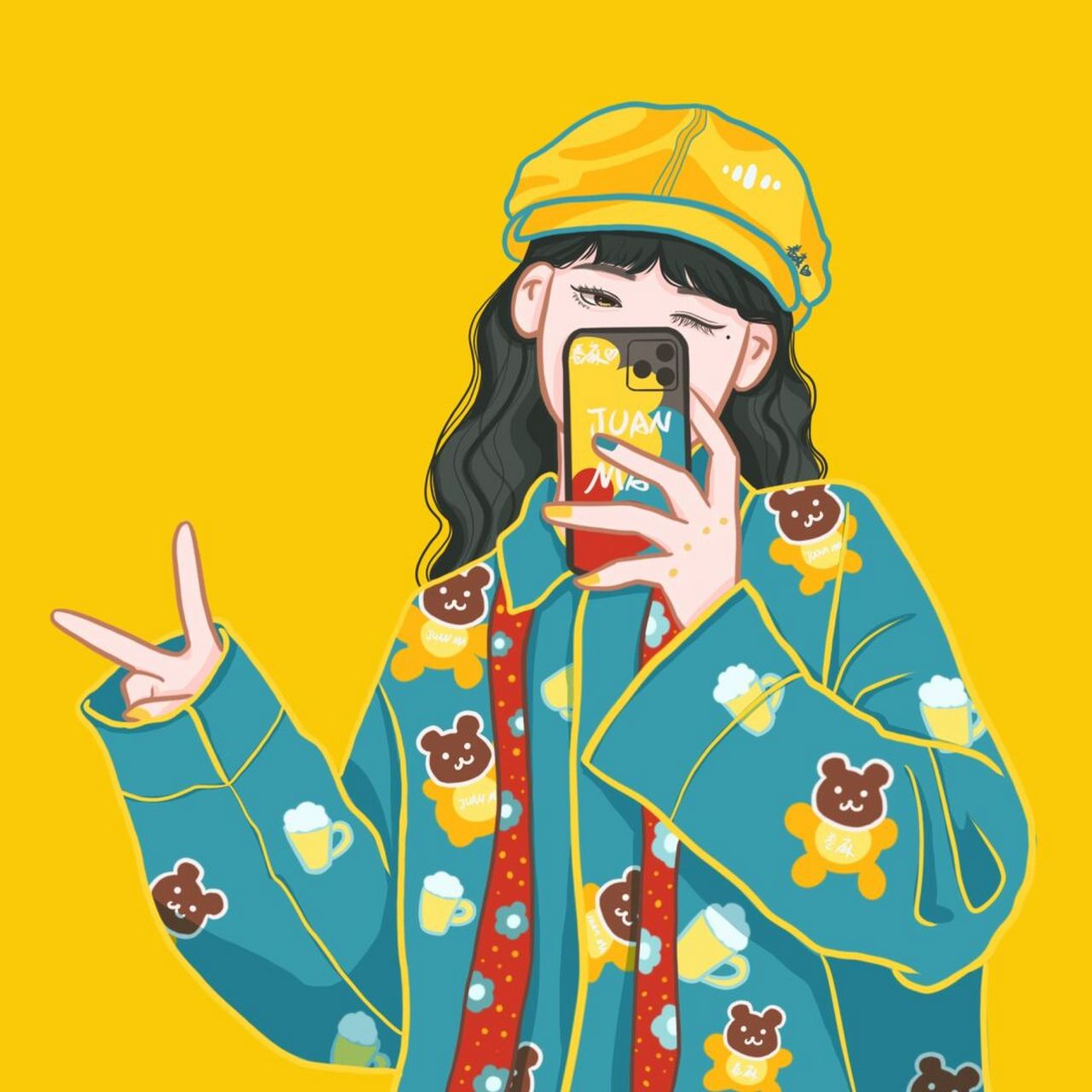 头像 | 配色 | 今天我请客 请你快乐 96黄色贝雷帽77蓝色卡通