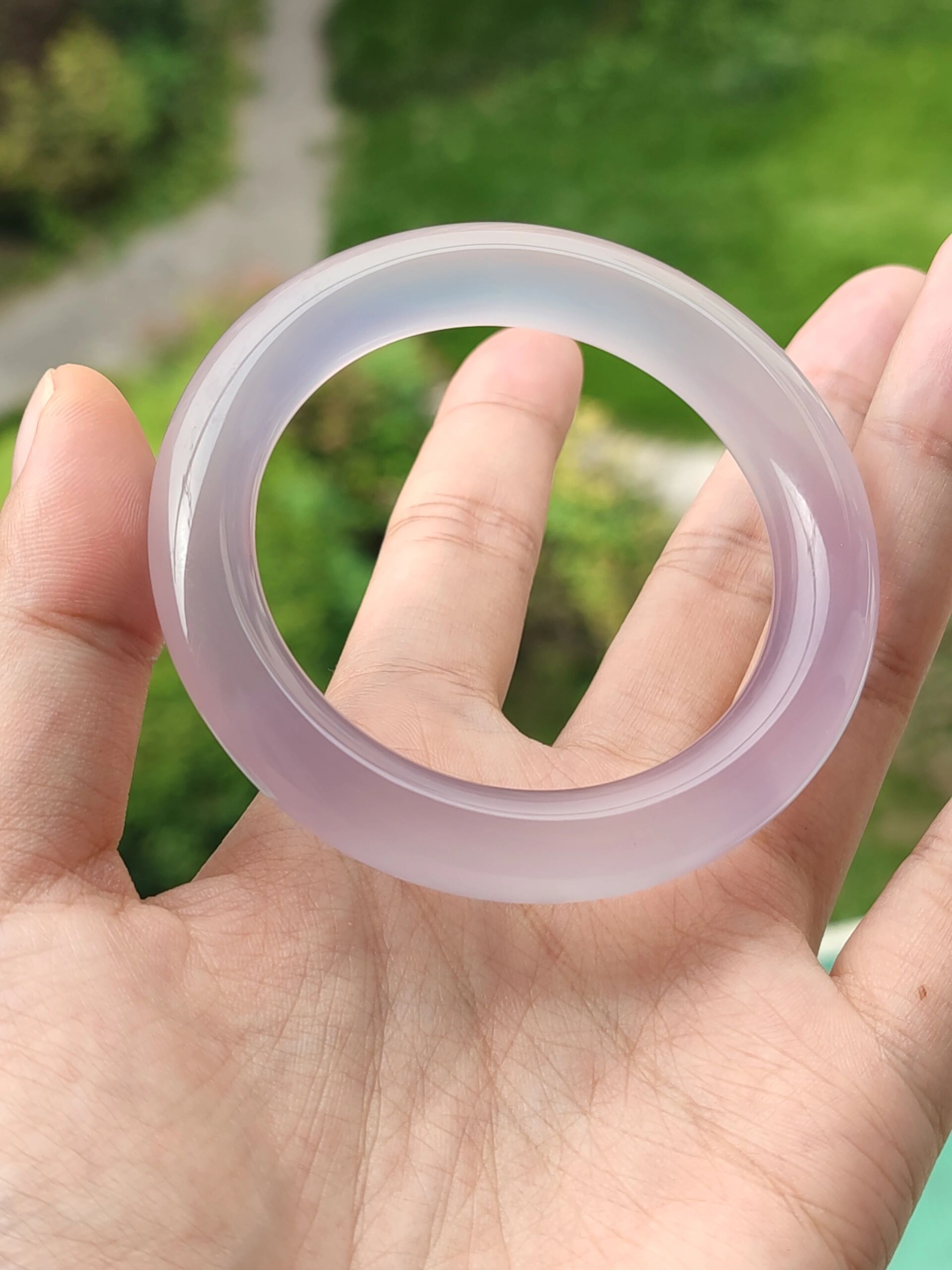 68张 50-51口淡紫罗兰玛瑙浅紫色玉髓手镯圆条仙女紫小口.