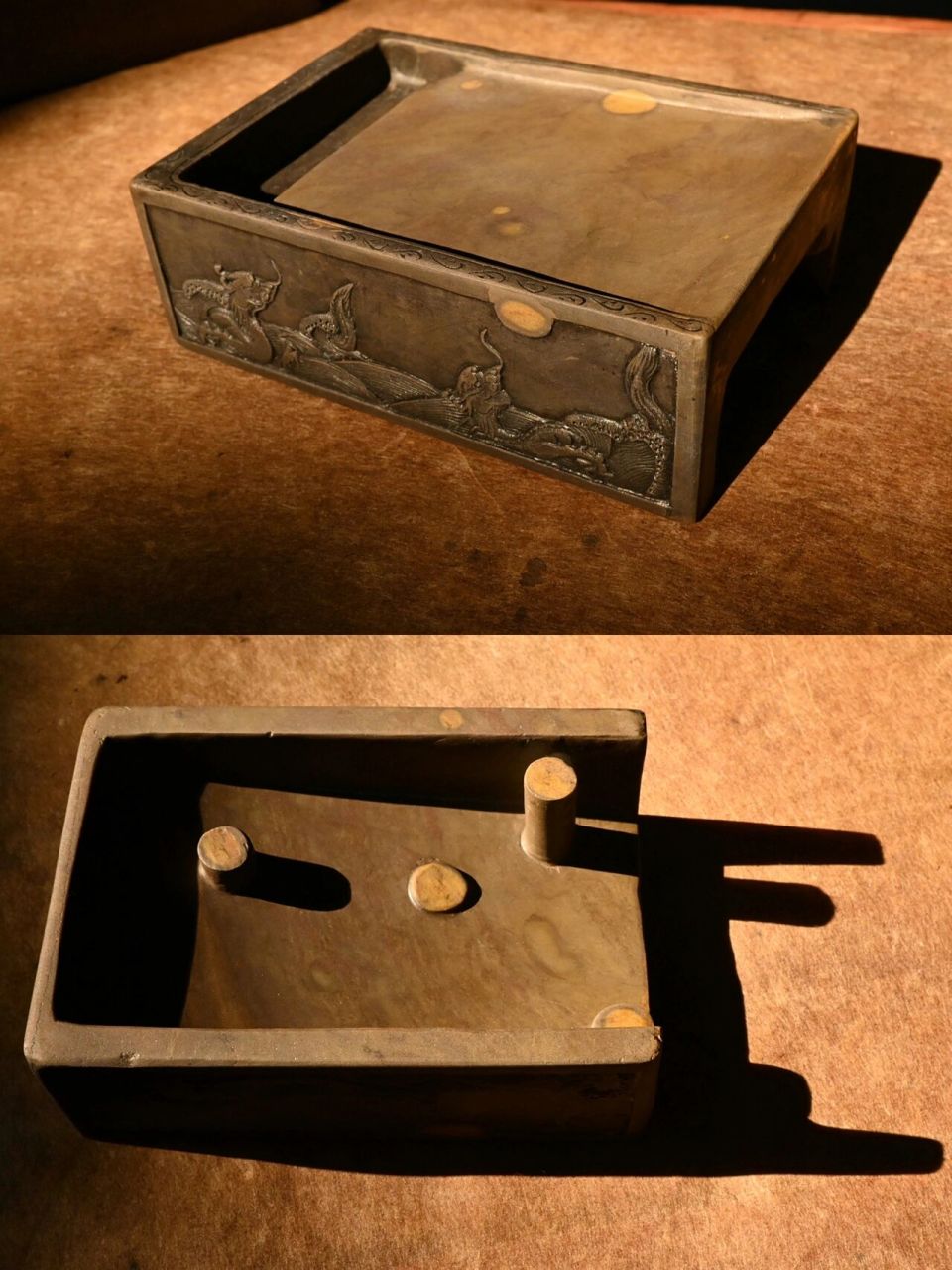 抄手砚之经典——太史砚 宋代早期抄手砚砚堂与砚池仍有唐代箕形砚遗