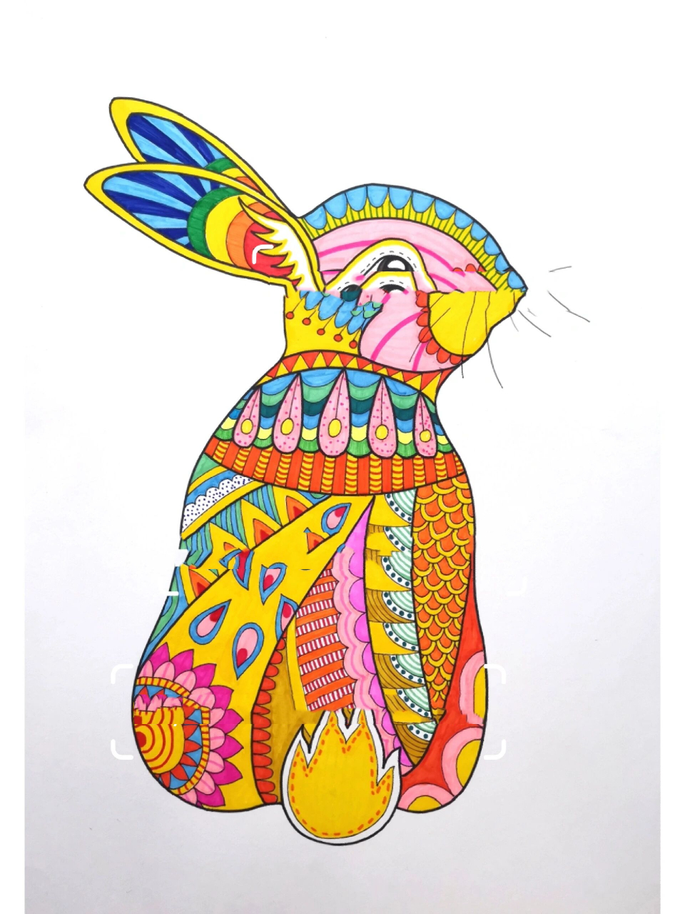 可爱兔子创意线描 彩色兔子线描画,适合9—11岁的孩子