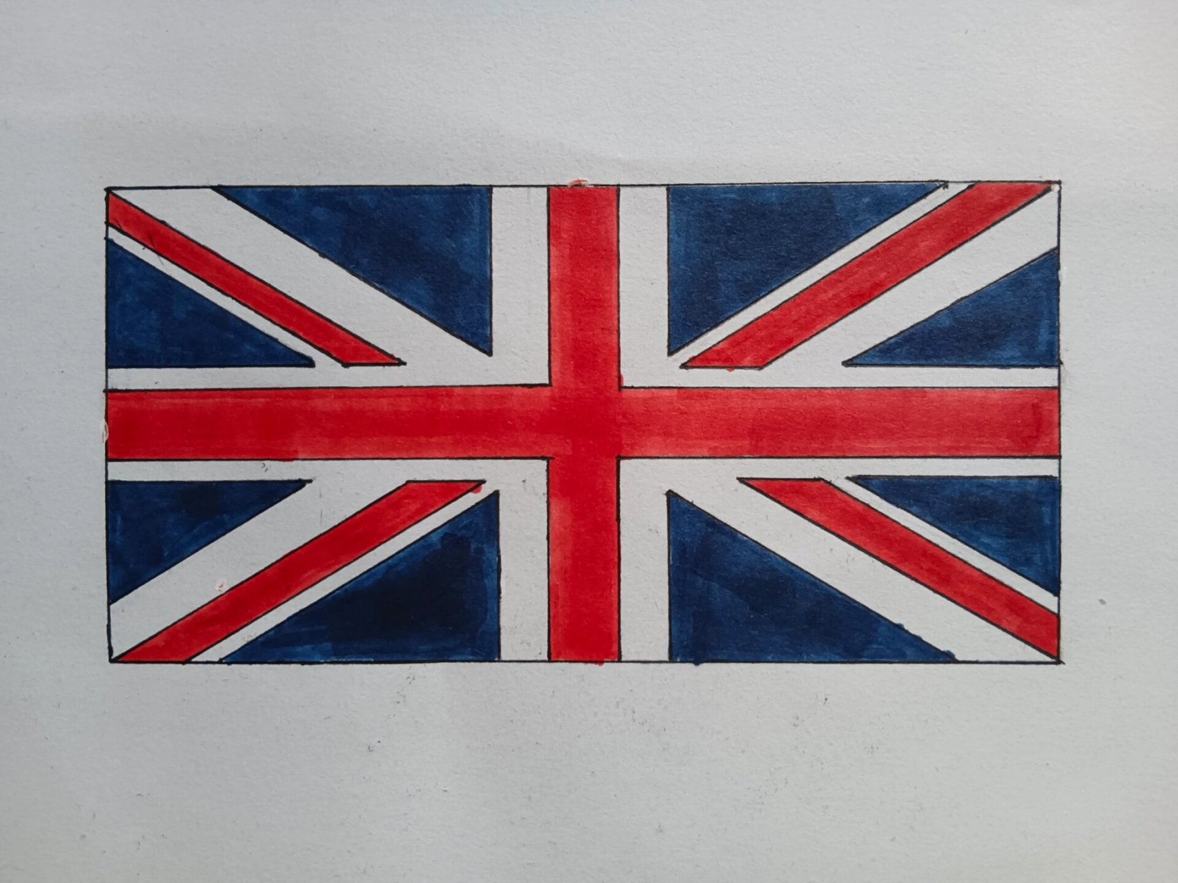 该国英文名:the united kingdom 这是我画的英国国旗,前一张是画好的