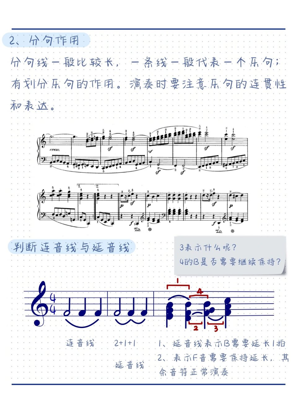 钢琴入门干货|弄懂延音线与连音线的区别 延音线与连音线的共同点是