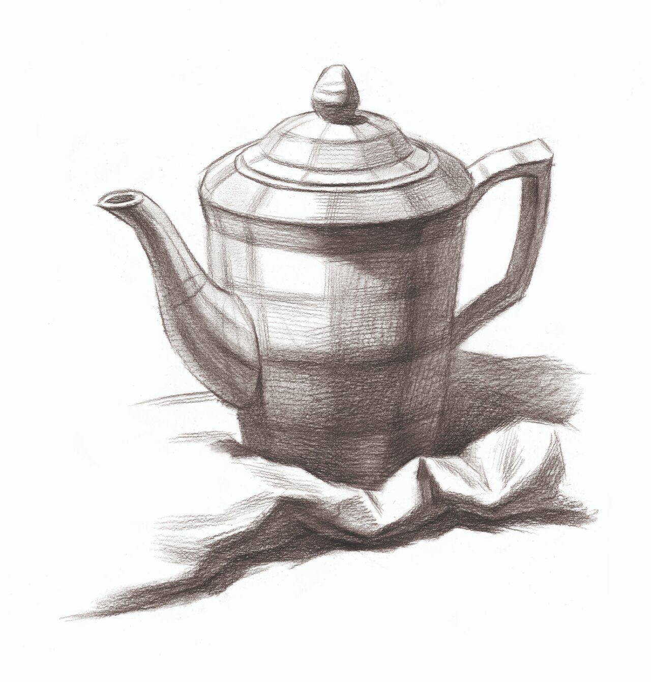 素描干货 | 静物临摹素材·陶瓷茶壶