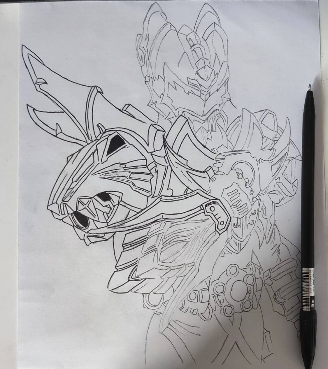 帝皇铠甲手绘 铠甲勇士帝皇侠 工具:马克笔,彩铅