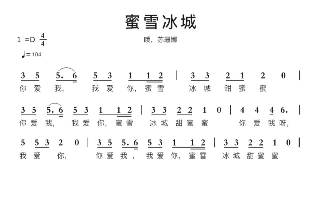 蜜雪冰城的钢琴谱数字图片