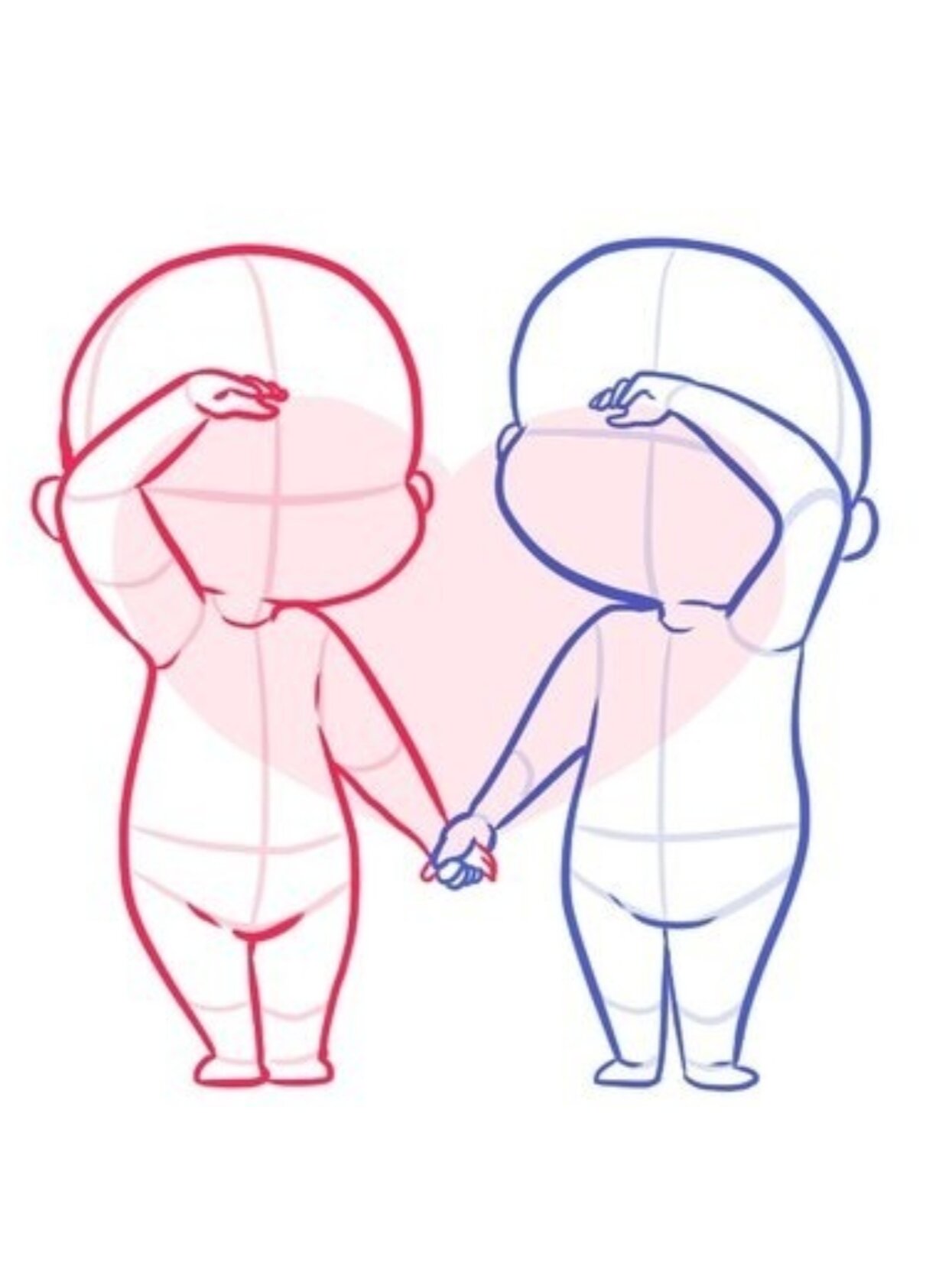 绘画素材|q版双人动作模板!可抱走