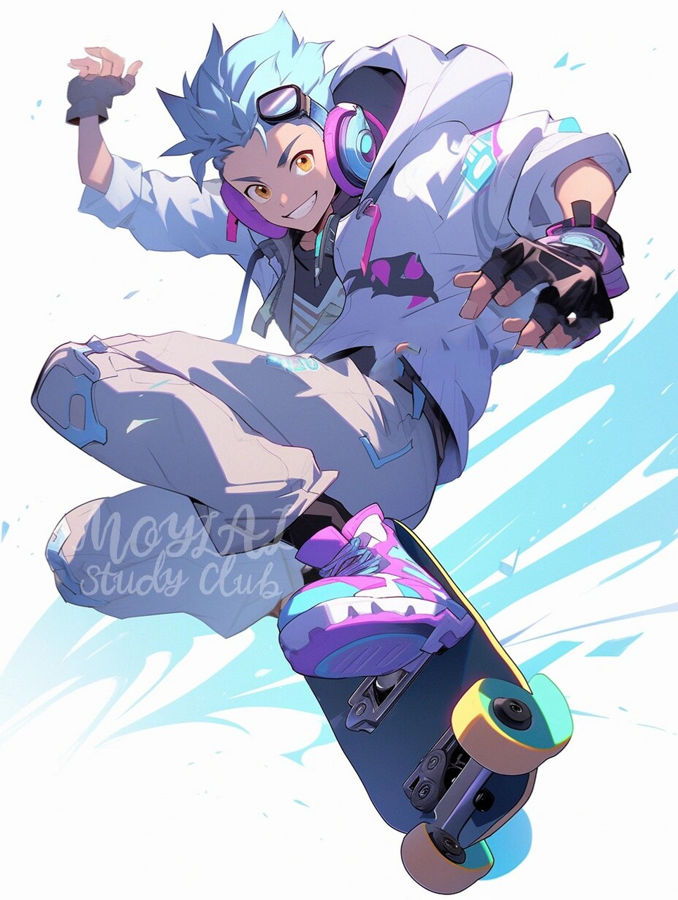 ai绘画|酷酷的滑板少年