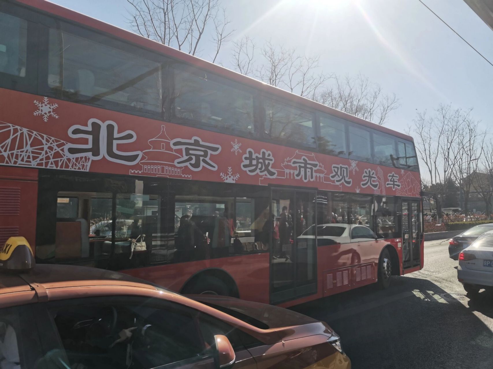 故宫出口的双层观光车初体验 来北京五年了第一次坐故宫出口处的双层