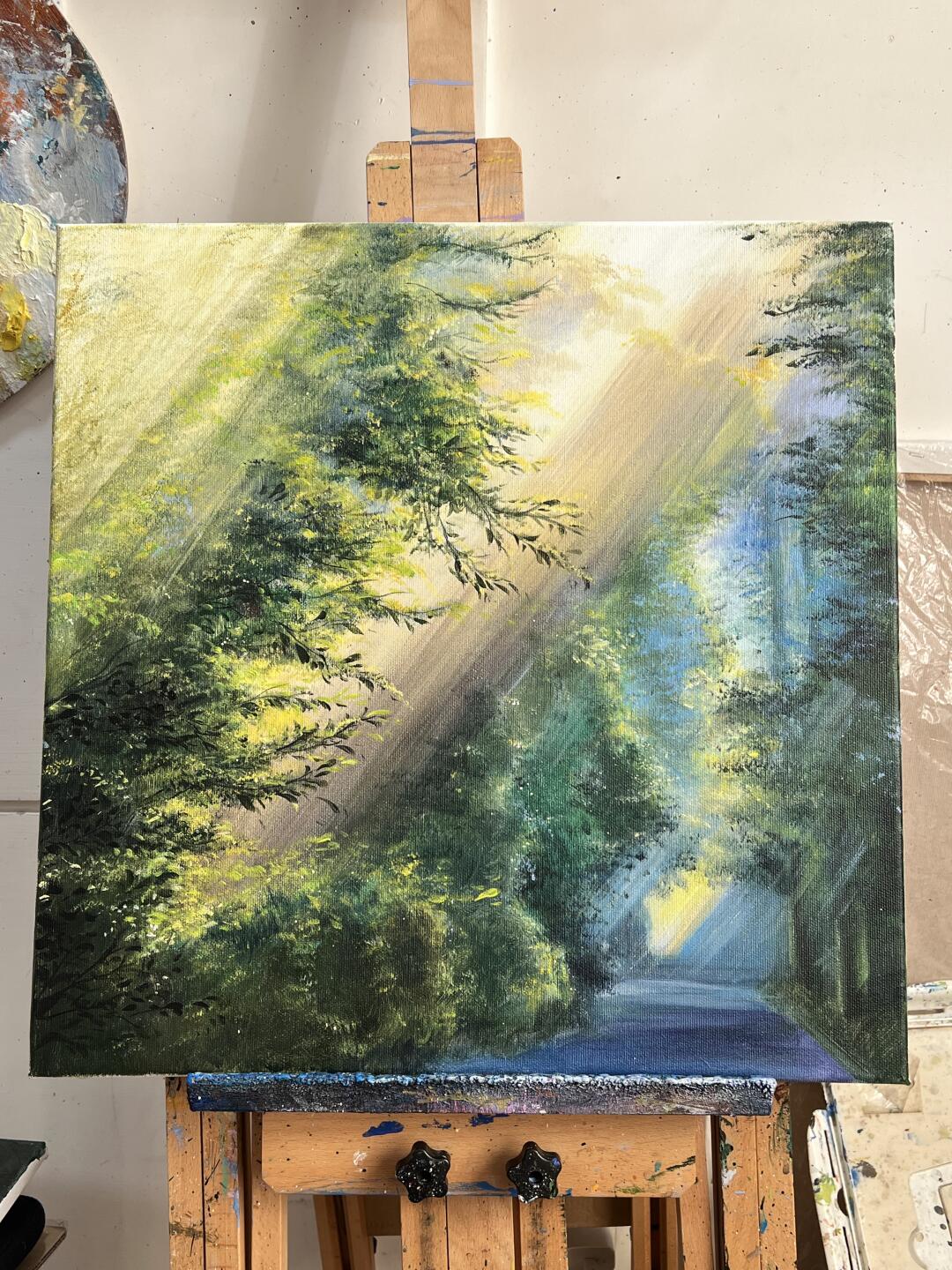 画布尺寸: 50×50 画材所需:画框布(亚麻) 也可以用油画卡纸练习 详细