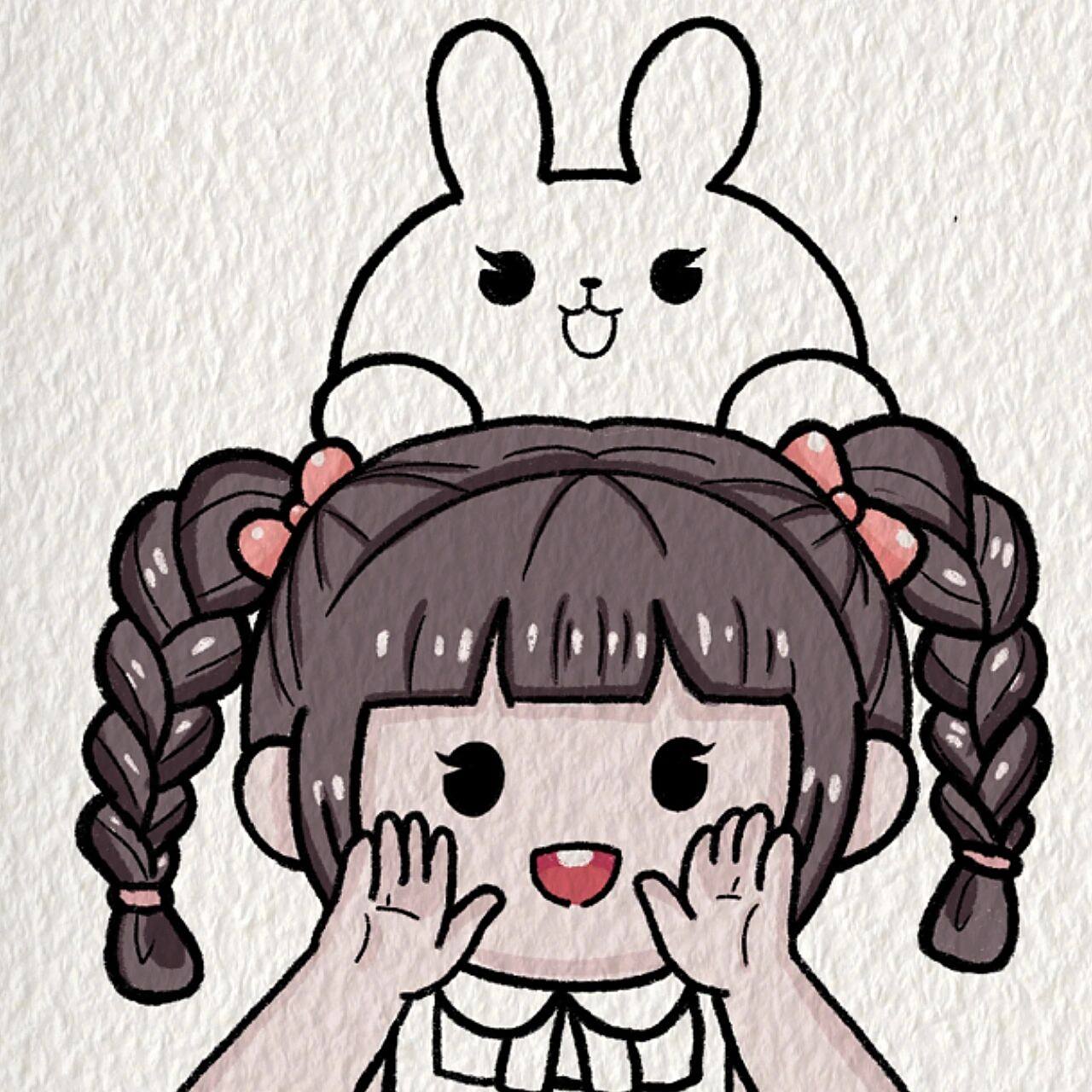 小麻薯闺头/简笔画教程 上次有粉丝想要我出小麻薯的闺蜜头像 今天画