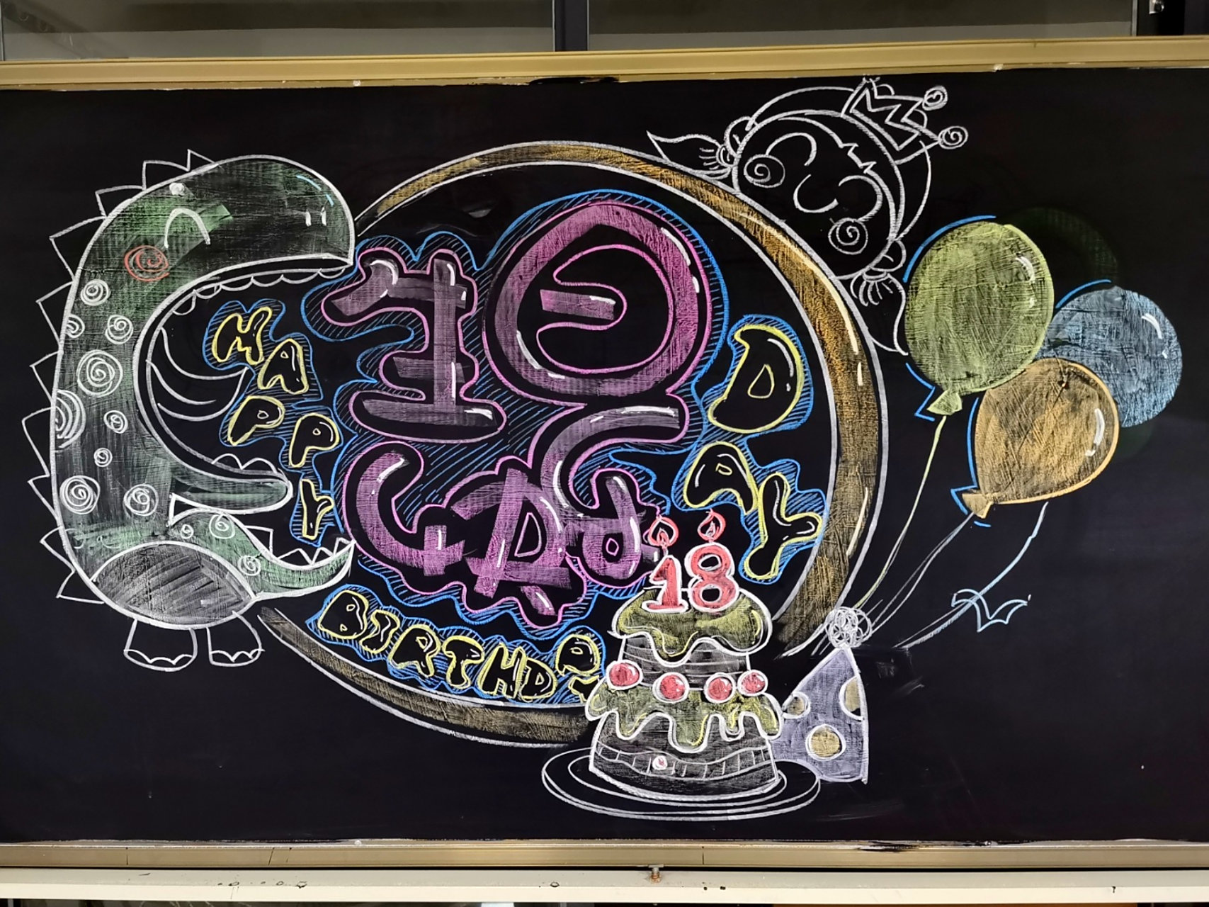 生日快乐黑板报 粉丝留言的生日快乐标题…我太难了,第一次画这么花哨