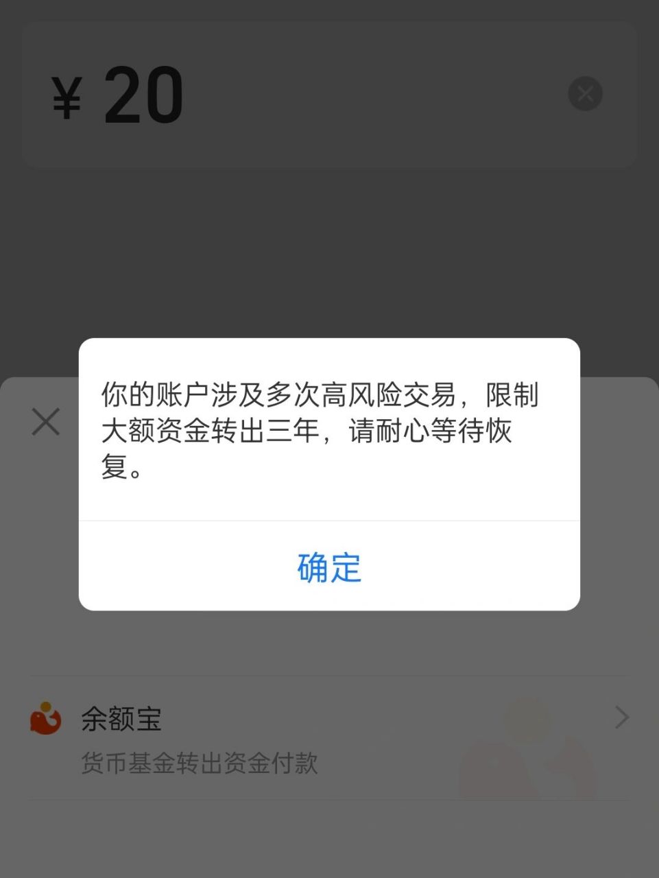 02支付宝限制3年大额转账~ 刚开始封14天94 好不容易等14天到了