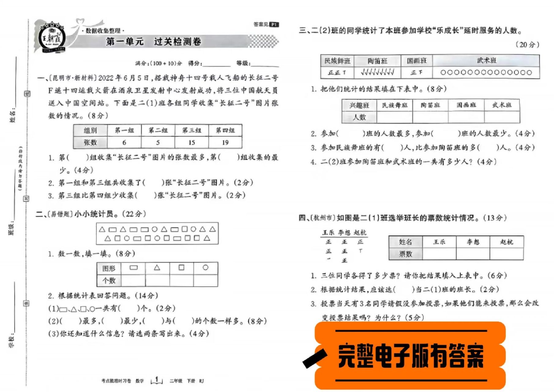 2023春7915王朝霞考点梳理卷1-6年级数学