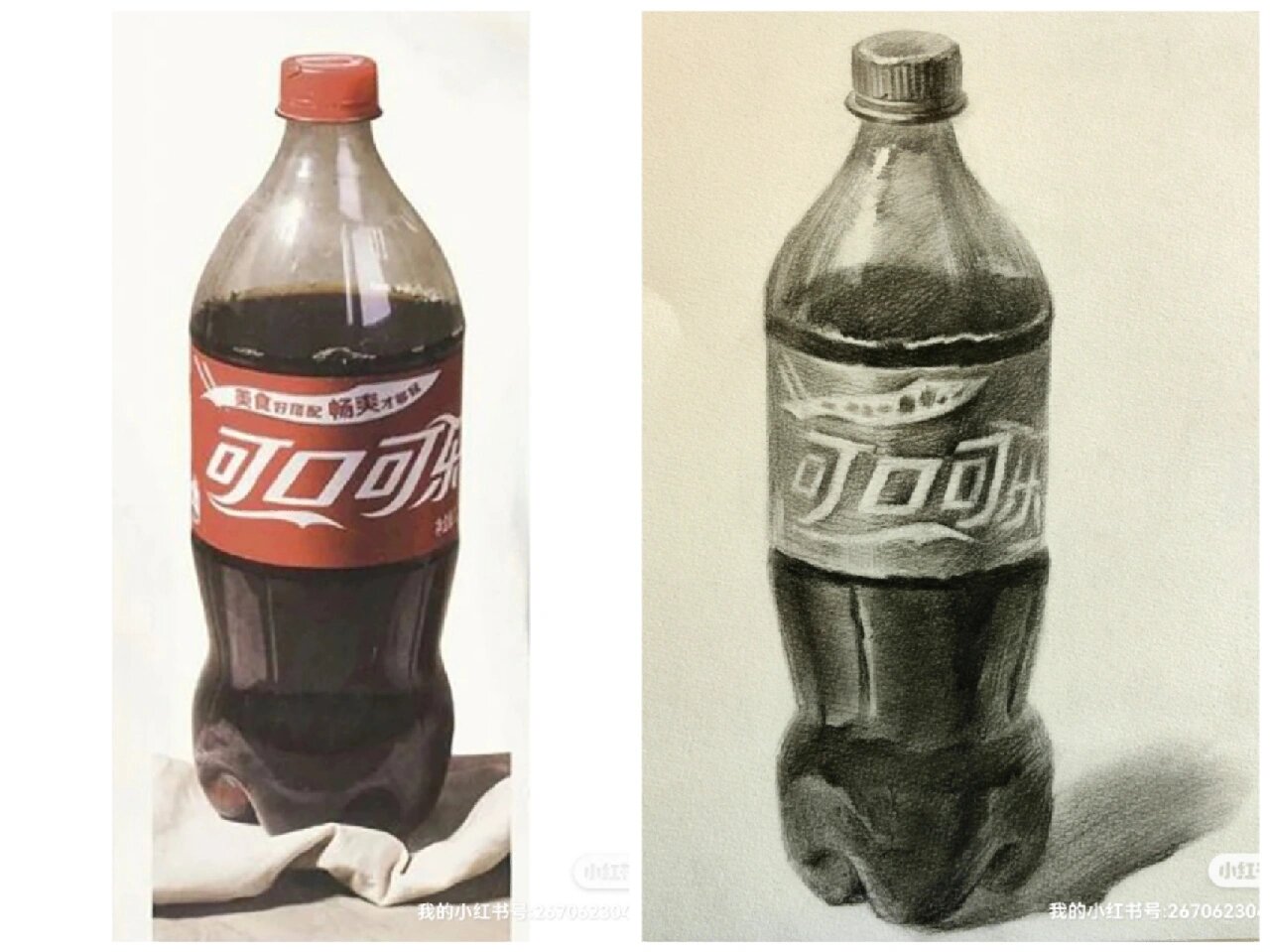 可乐瓶 素描静物写生