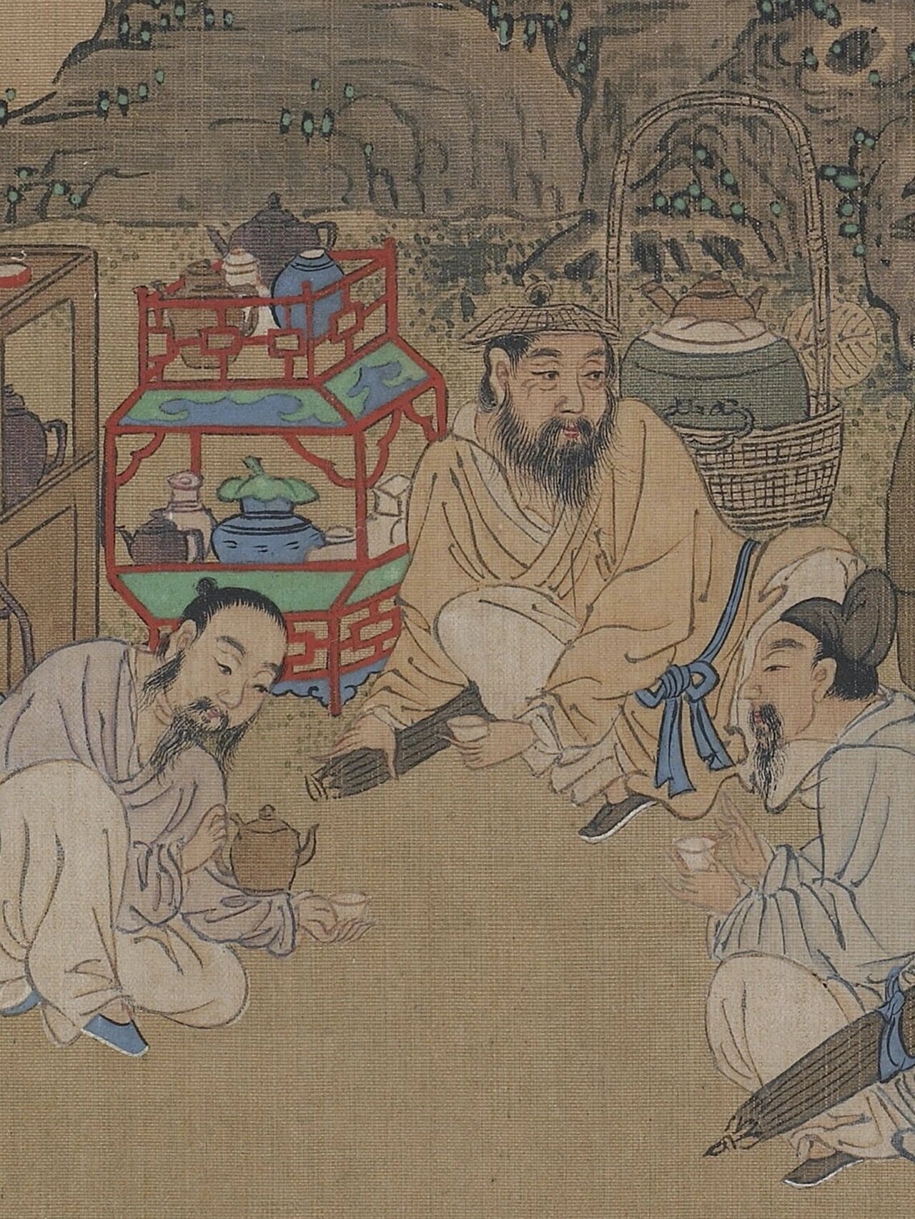 茶画荟|清《柳荫斗茶图