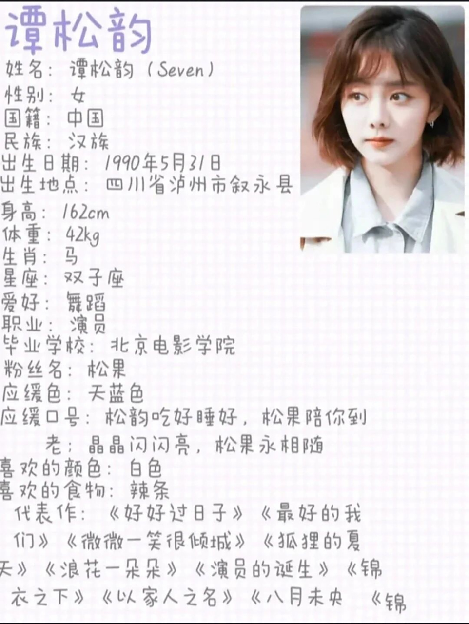 谭松韵个人资料