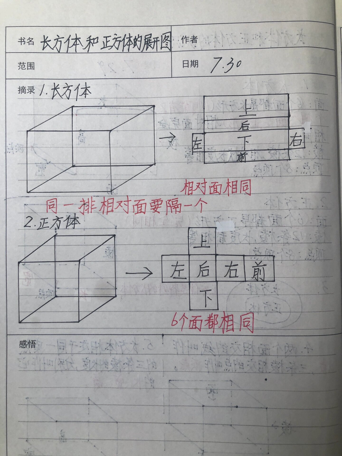 长方体展开图知识点图片