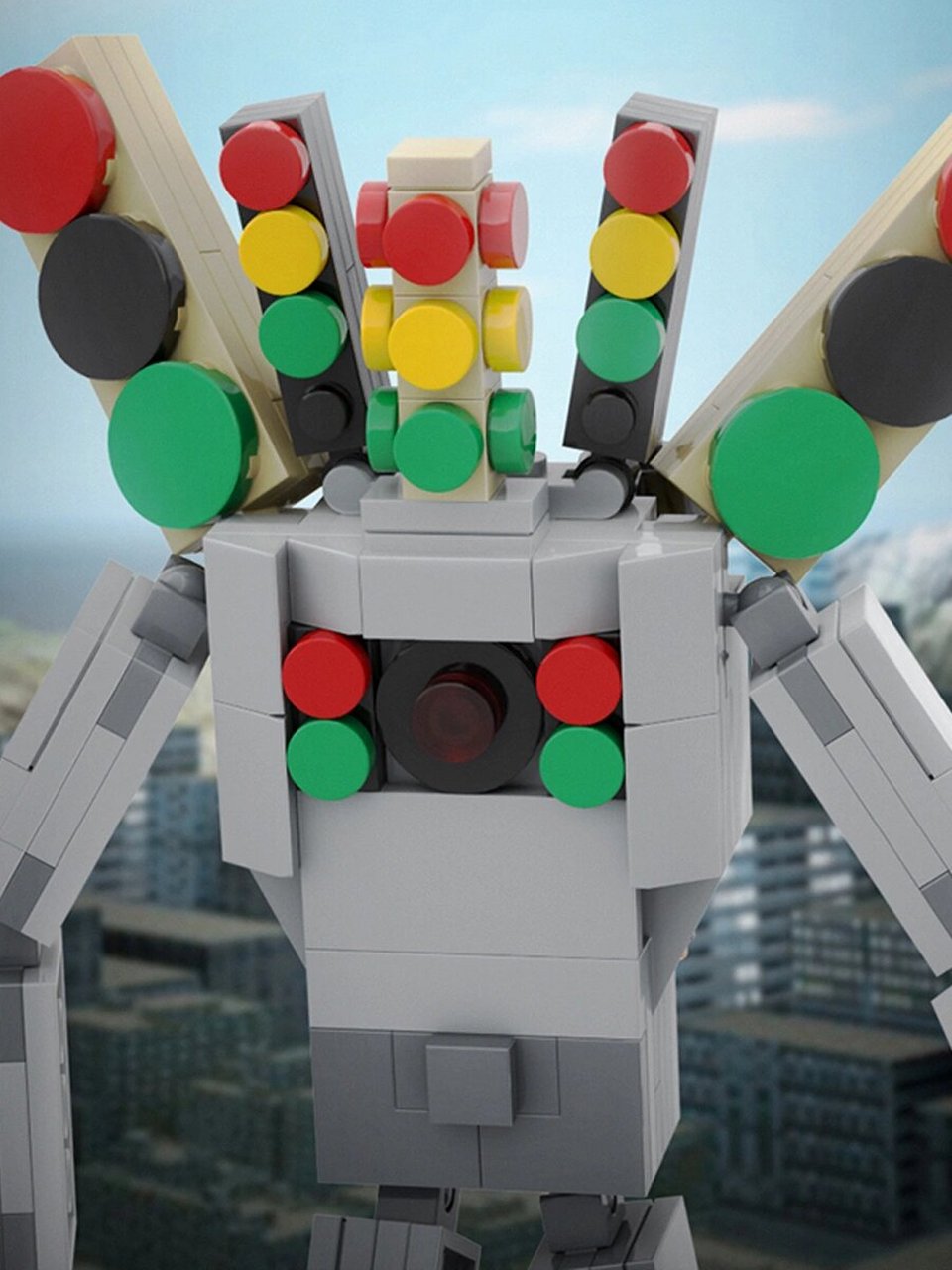 【乐高moc积木】马桶人vs监控人教程免费分享 红绿灯音响人拼装积木