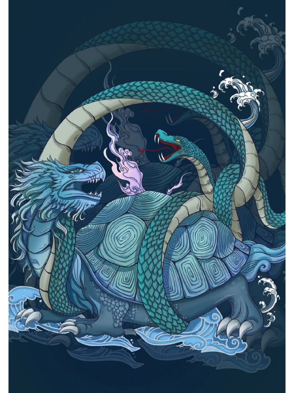 四大神兽 四大神兽系列,玄武是后期画的所以有点不像一个风格