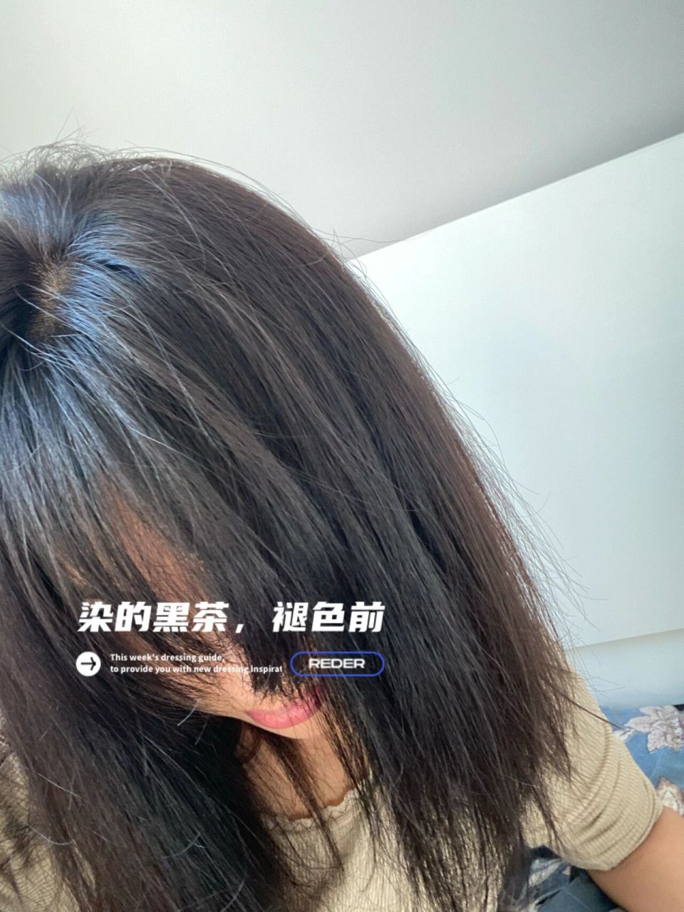 染了黑茶色,超级显老,vc褪黑后,颜色温柔了.